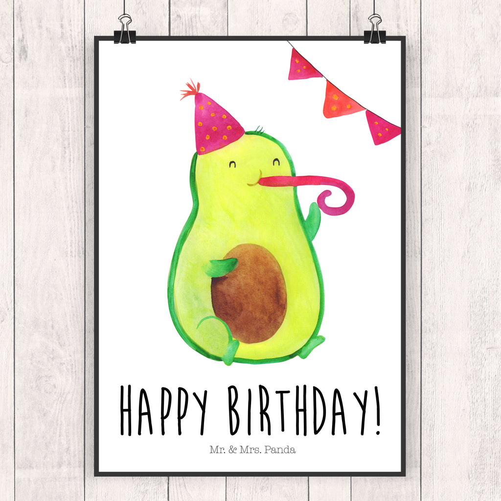 Poster Avocado Birthday Poster, Wandposter, Bild, Wanddeko, Küchenposter, Kinderposter, Wanddeko Bild, Raumdekoration, Wanddekoration, Handgemaltes Poster, Mr. & Mrs. Panda Poster, Designposter, Kunstdruck, Posterdruck, Avocado, Veggie, Vegan, Gesund