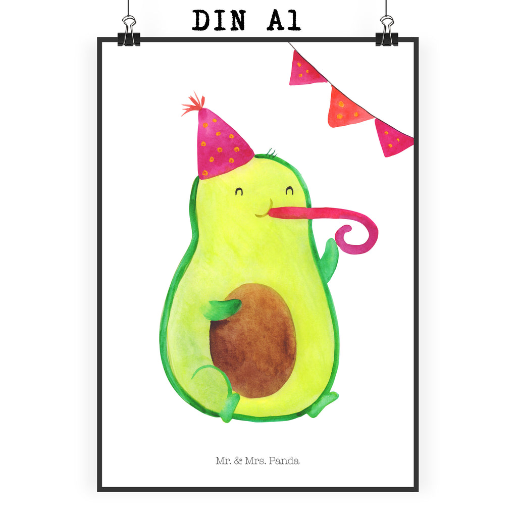 Poster Avocado Birthday Poster, Wandposter, Bild, Wanddeko, Küchenposter, Kinderposter, Wanddeko Bild, Raumdekoration, Wanddekoration, Handgemaltes Poster, Mr. & Mrs. Panda Poster, Designposter, Kunstdruck, Posterdruck, Avocado, Veggie, Vegan, Gesund