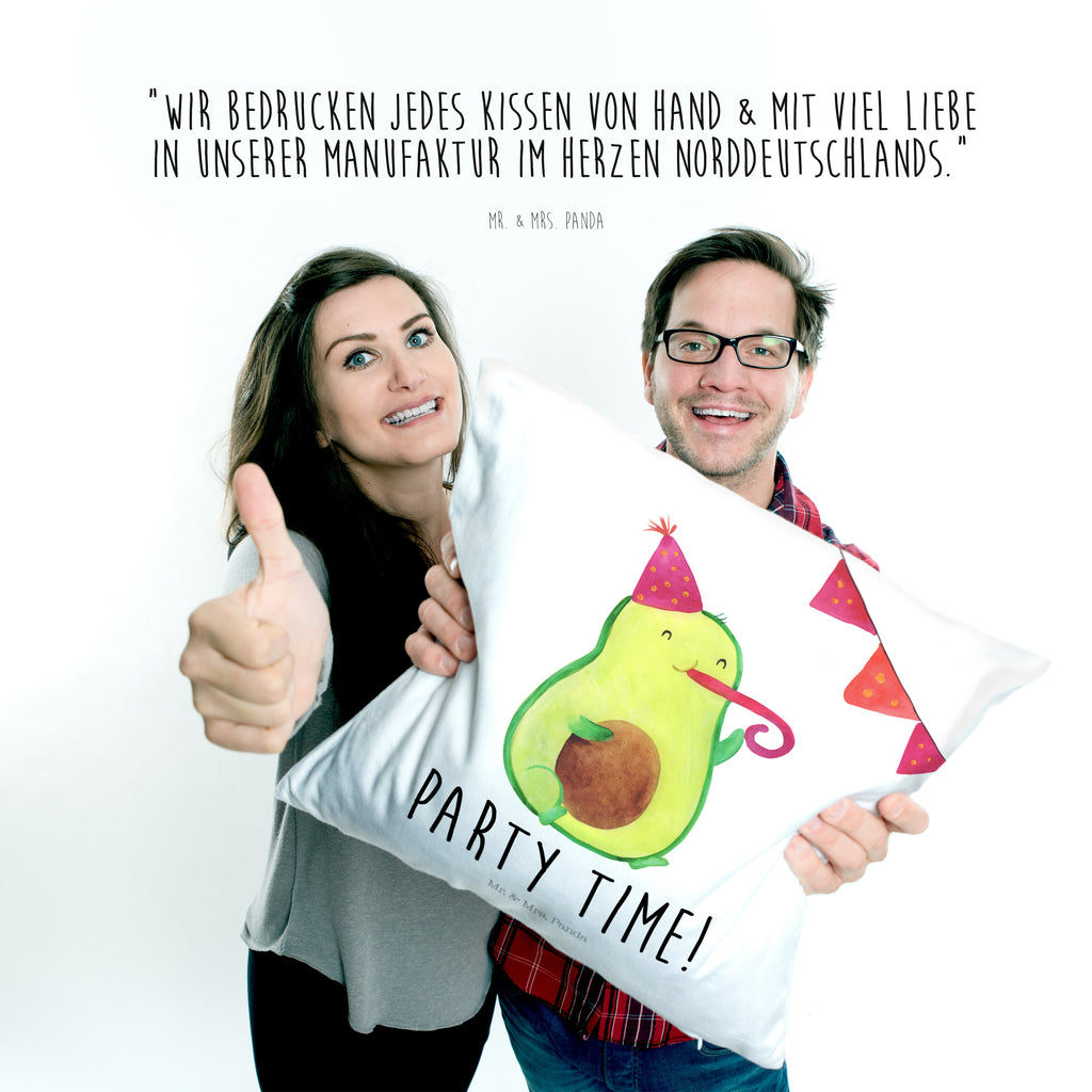 40x40 Kissen Avocado Party Time Kissenhülle, Kopfkissen, Sofakissen, Dekokissen, Motivkissen, Avocado, Veggie, Vegan, Gesund