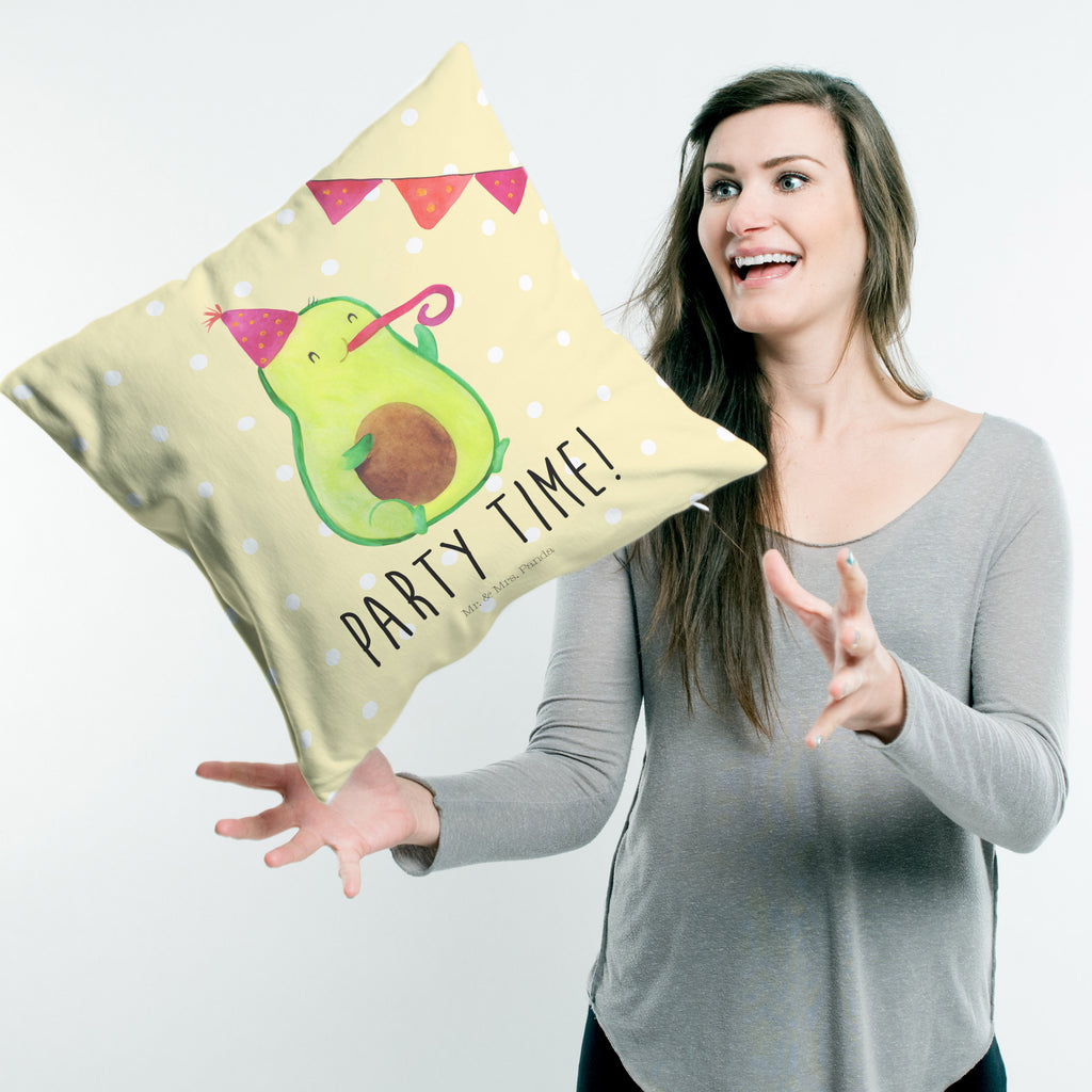 40x40 Kissen Avocado Party Time Kissenhülle, Kopfkissen, Sofakissen, Dekokissen, Motivkissen, Avocado, Veggie, Vegan, Gesund