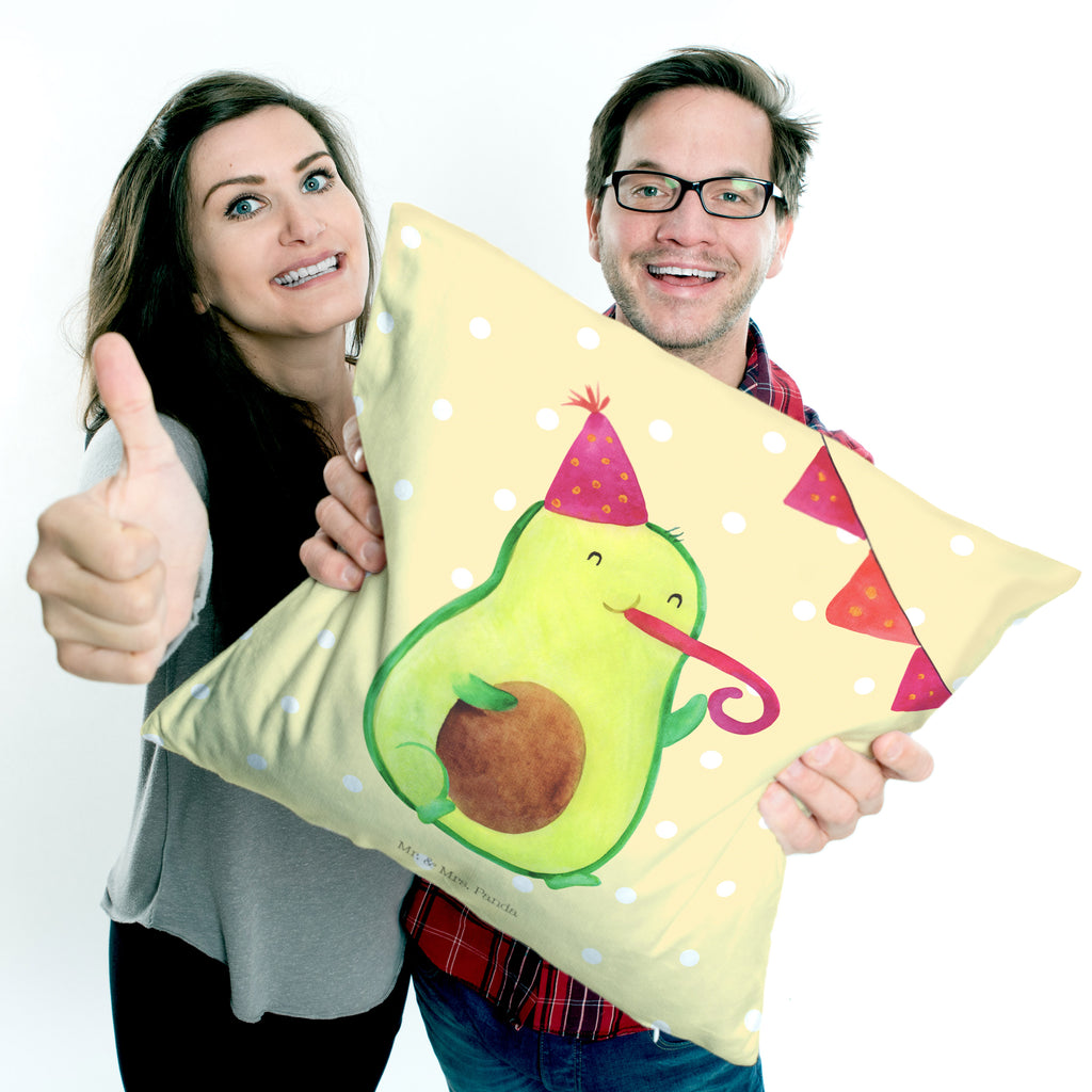 40x40 Kissen Avocado Party Time Kissenhülle, Kopfkissen, Sofakissen, Dekokissen, Motivkissen, Avocado, Veggie, Vegan, Gesund
