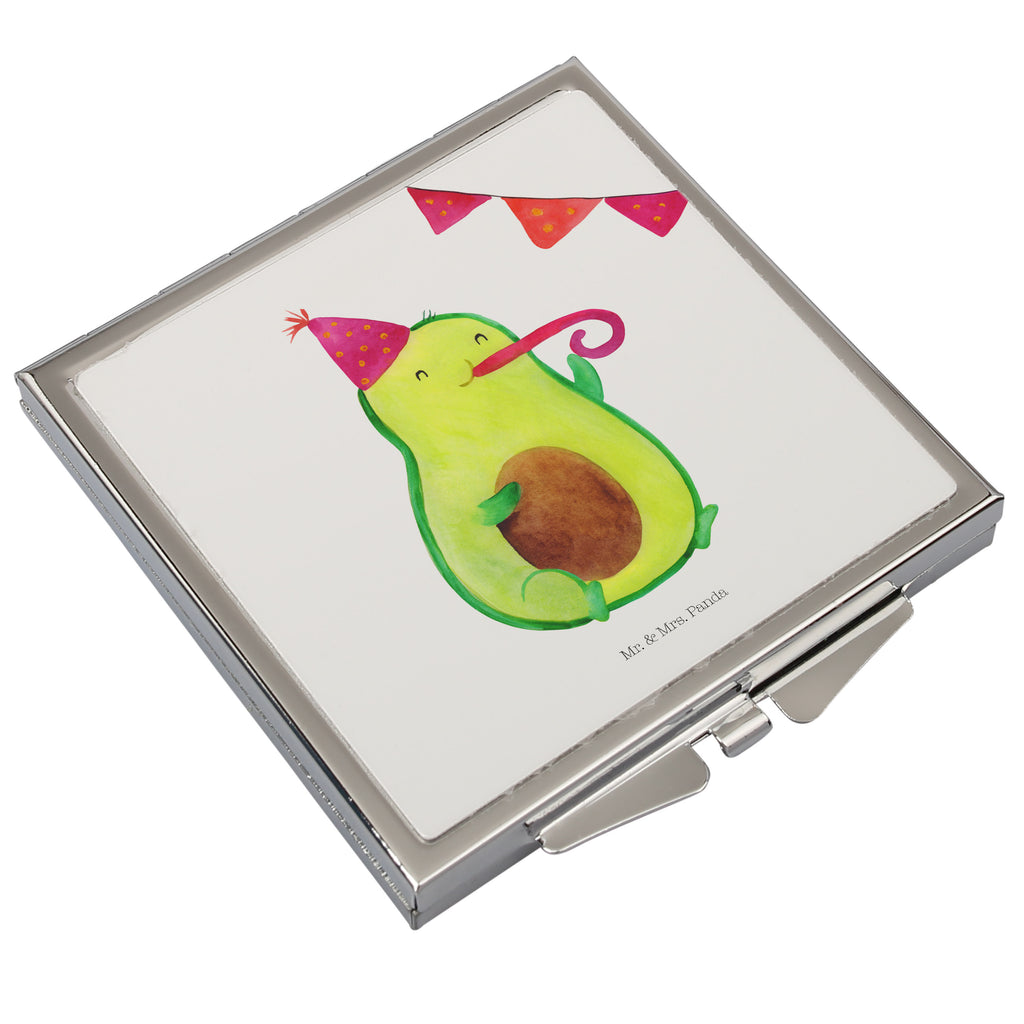 Handtaschenspiegel quadratisch Avocado Party Time Spiegel, Handtasche, Quadrat, silber, schminken, Schminkspiegel, Avocado, Veggie, Vegan, Gesund