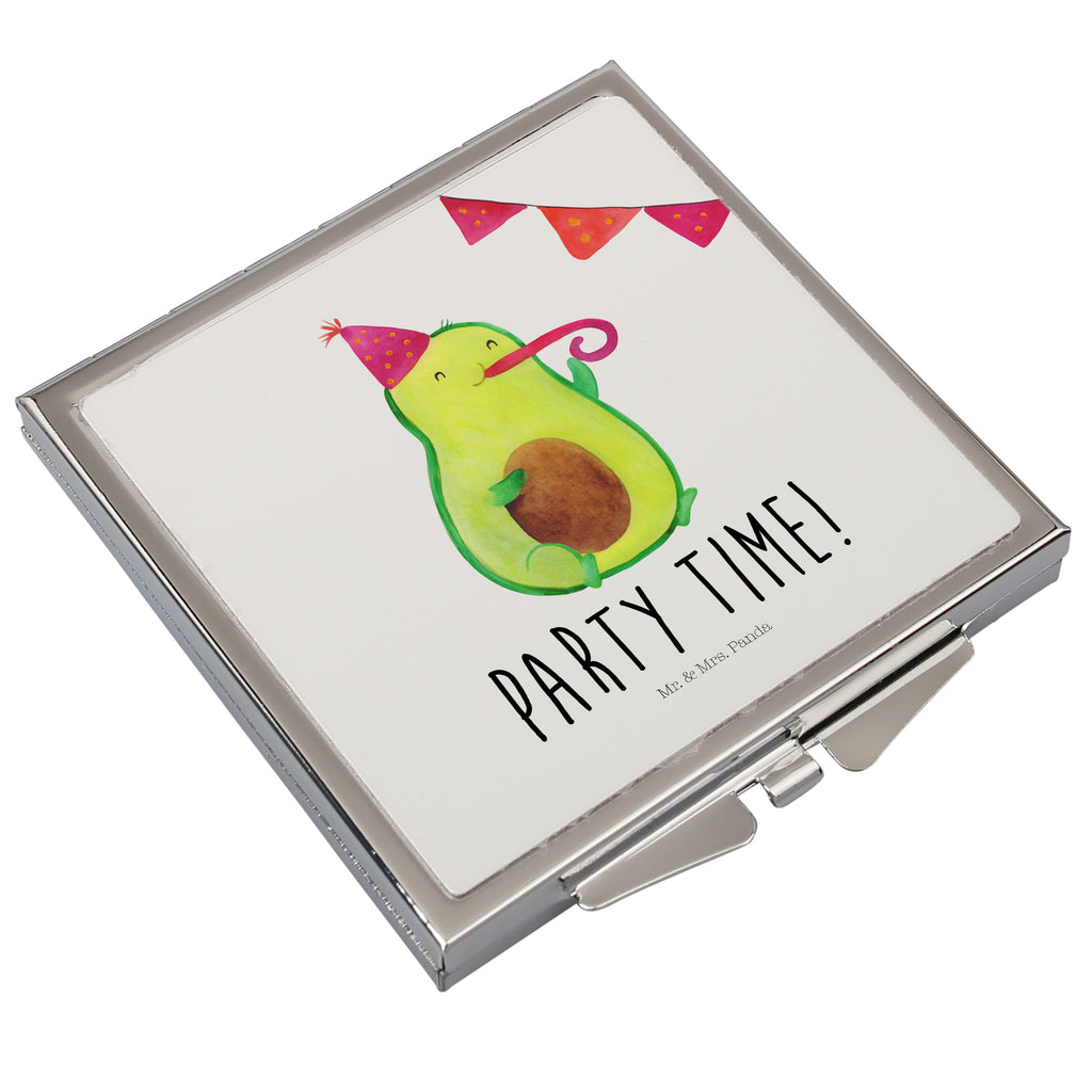 Handtaschenspiegel quadratisch Avocado Party Time Spiegel, Handtasche, Quadrat, silber, schminken, Schminkspiegel, Avocado, Veggie, Vegan, Gesund