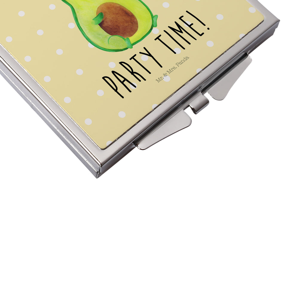 Handtaschenspiegel quadratisch Avocado Party Time Spiegel, Handtasche, Quadrat, silber, schminken, Schminkspiegel, Avocado, Veggie, Vegan, Gesund