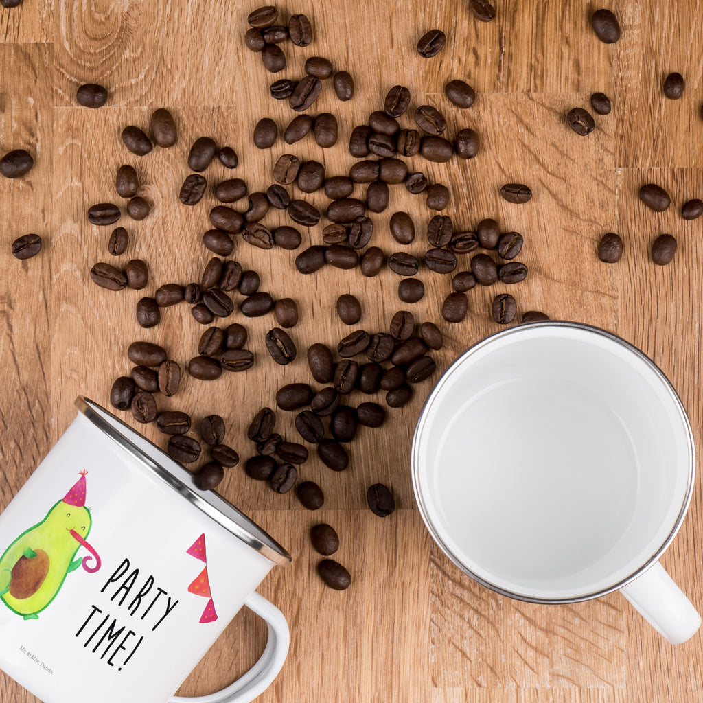 Camping Emaille Tasse Avocado Party Time Campingtasse, Trinkbecher, Metalltasse, Outdoor Tasse, Emaille Trinkbecher, Blechtasse Outdoor, Emaille Campingbecher, Edelstahl Trinkbecher, Metalltasse für Camping, Kaffee Blechtasse, Camping Tasse Metall, Avocado, Veggie, Vegan, Gesund