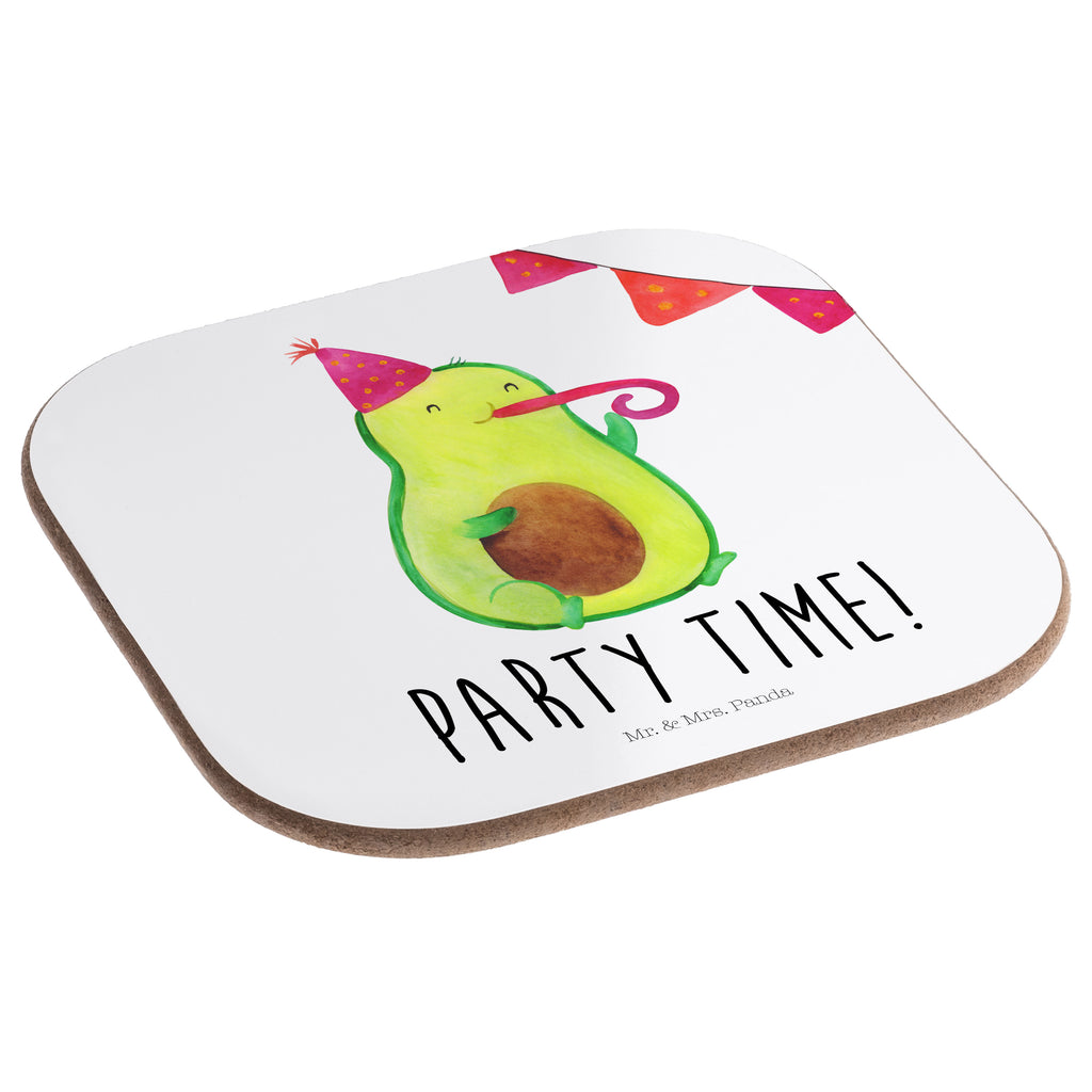 Quadratische Untersetzer Avocado Party Time Bierdeckel, Glasuntersetzer, Untersetzer Gläser, Getränkeuntersetzer, Avocado, Veggie, Vegan, Gesund