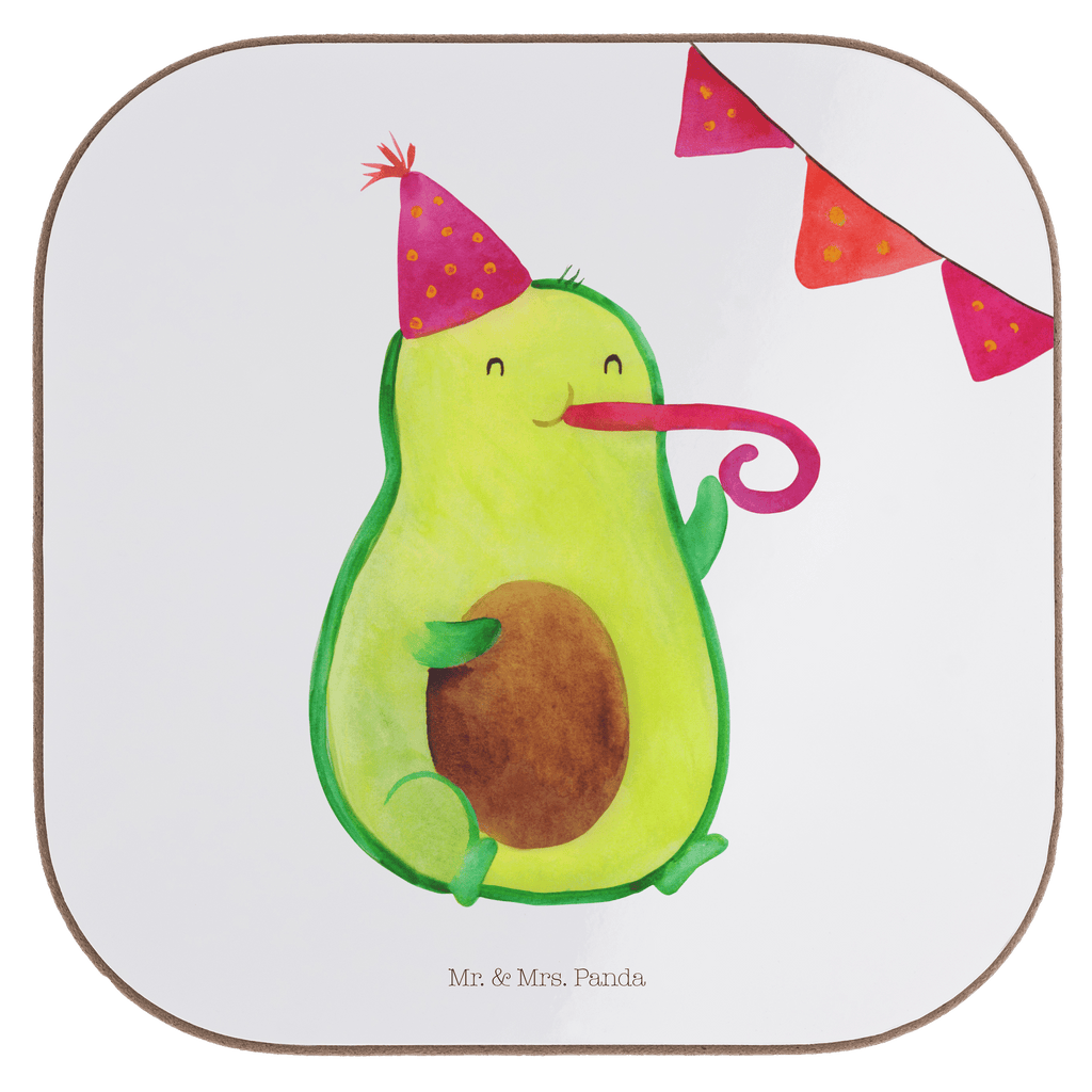 Quadratische Untersetzer Avocado Party Time Bierdeckel, Glasuntersetzer, Untersetzer Gläser, Getränkeuntersetzer, Avocado, Veggie, Vegan, Gesund