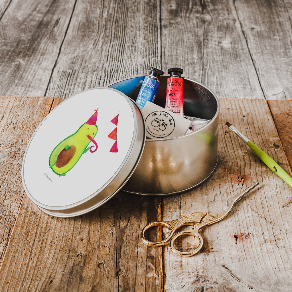 Blechdose rund Avocado Party Time Metalldose, Keksdose, Dose, Vorratsdose, Geschenkbox, Avocado, Veggie, Vegan, Gesund