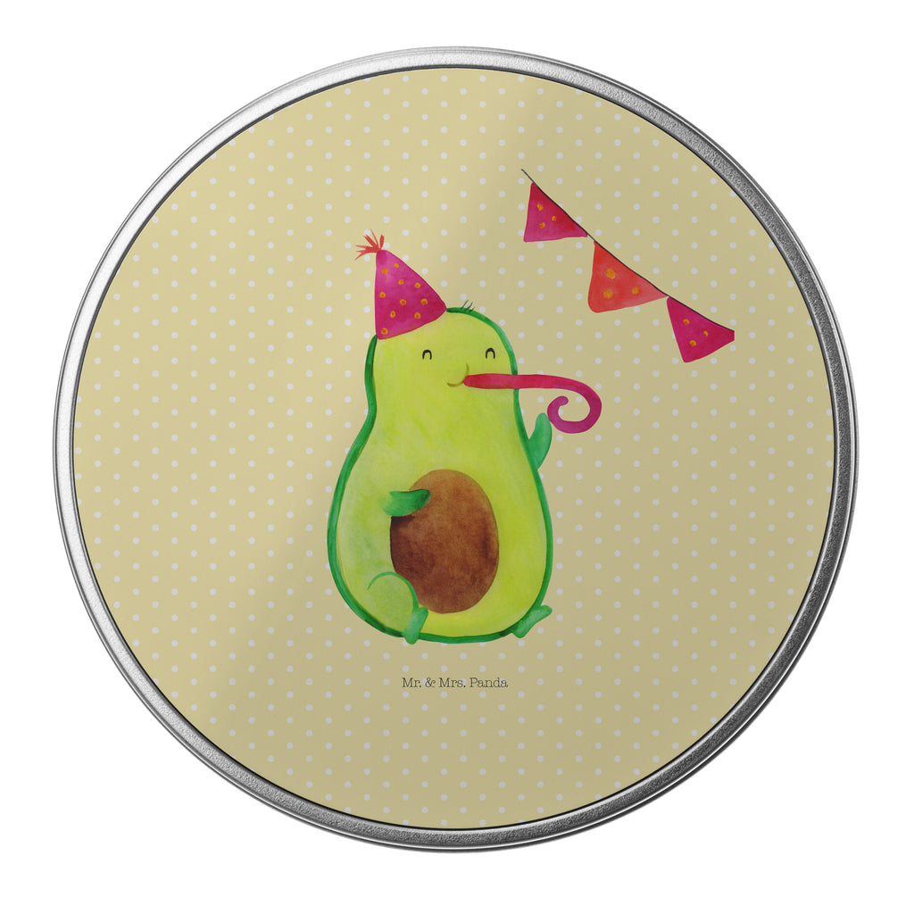 Blechdose rund Avocado Party Time Metalldose, Keksdose, Dose, Vorratsdose, Geschenkbox, Avocado, Veggie, Vegan, Gesund