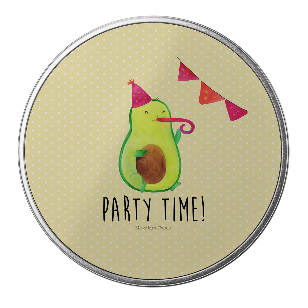 Blechdose rund Avocado Party Time Metalldose, Keksdose, Dose, Vorratsdose, Geschenkbox, Avocado, Veggie, Vegan, Gesund