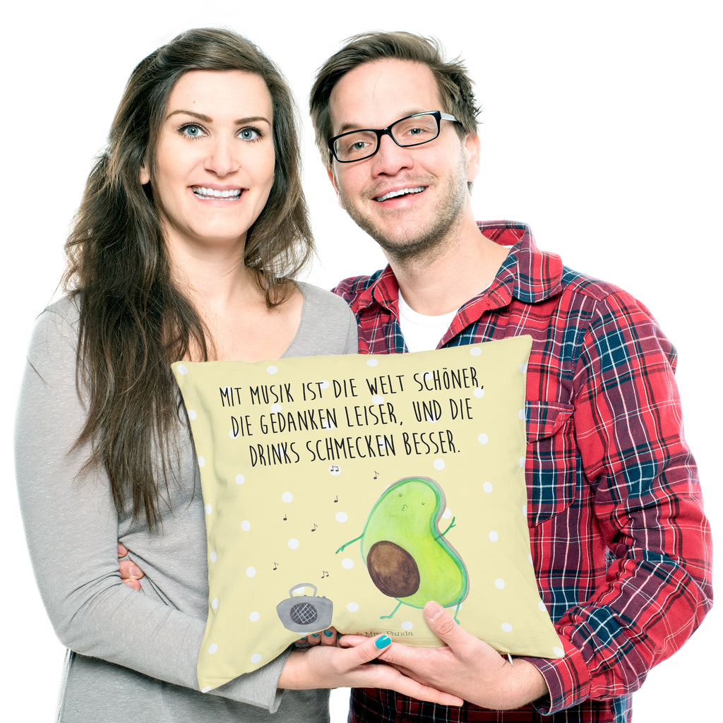 40x40 Kissen Avocado tanzt Kissenhülle, Kopfkissen, Sofakissen, Dekokissen, Motivkissen, Avocado, Veggie, Vegan, Gesund