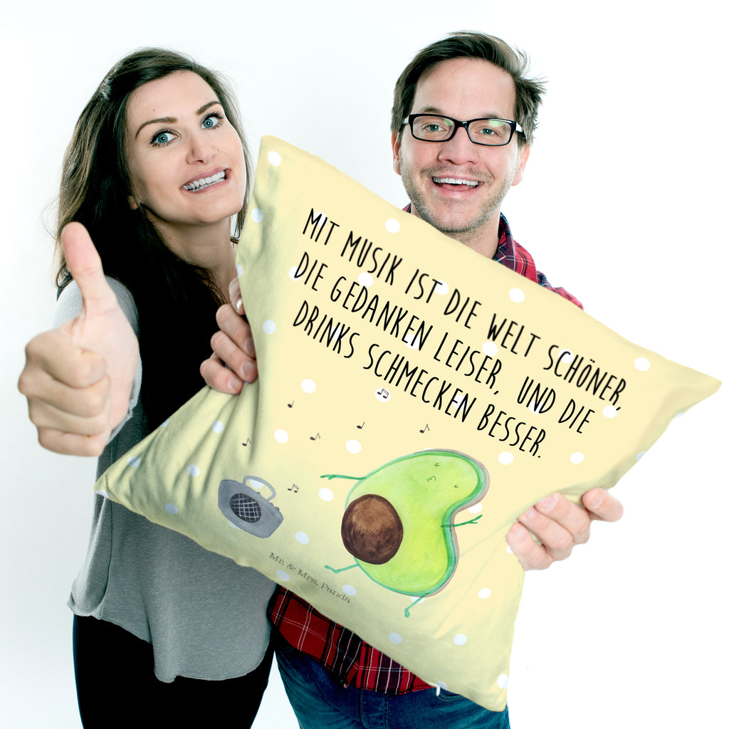 40x40 Kissen Avocado tanzt Kissenhülle, Kopfkissen, Sofakissen, Dekokissen, Motivkissen, Avocado, Veggie, Vegan, Gesund