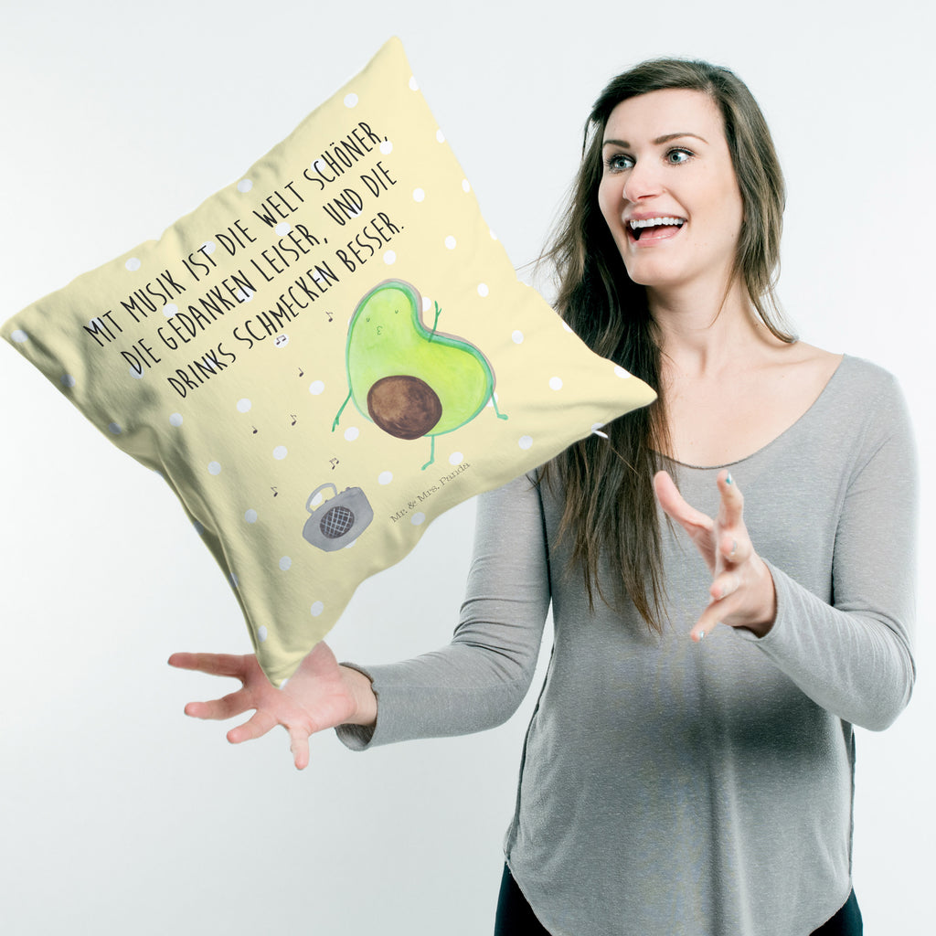40x40 Kissen Avocado tanzt Kissenhülle, Kopfkissen, Sofakissen, Dekokissen, Motivkissen, Avocado, Veggie, Vegan, Gesund
