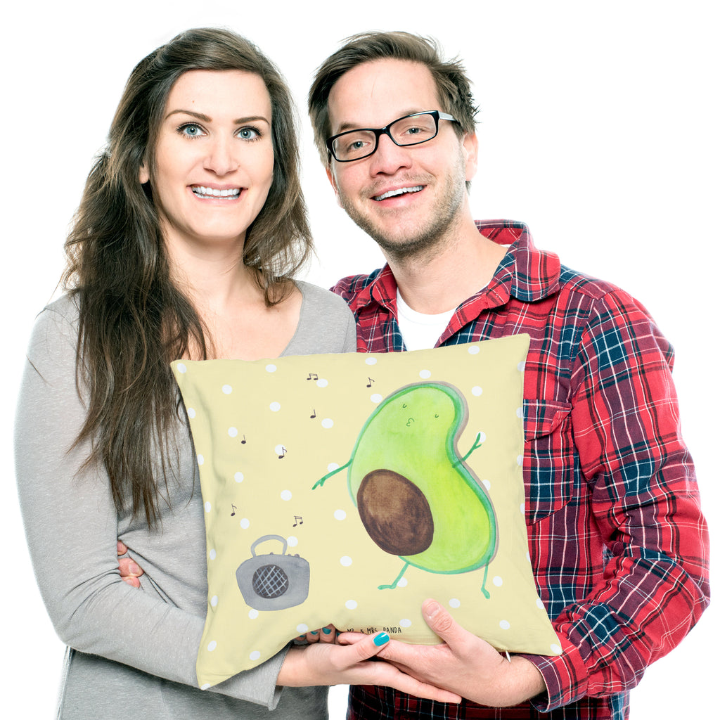 40x40 Kissen Avocado tanzt Kissenhülle, Kopfkissen, Sofakissen, Dekokissen, Motivkissen, Avocado, Veggie, Vegan, Gesund