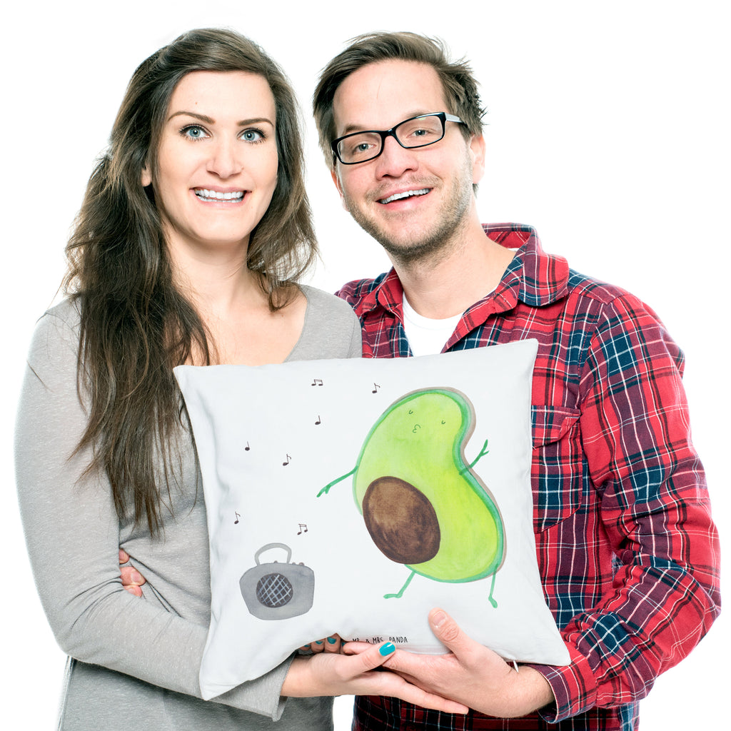 40x40 Kissen Avocado tanzt Kissenhülle, Kopfkissen, Sofakissen, Dekokissen, Motivkissen, Avocado, Veggie, Vegan, Gesund