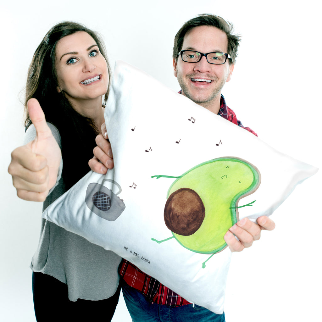 40x40 Kissen Avocado tanzt Kissenhülle, Kopfkissen, Sofakissen, Dekokissen, Motivkissen, Avocado, Veggie, Vegan, Gesund