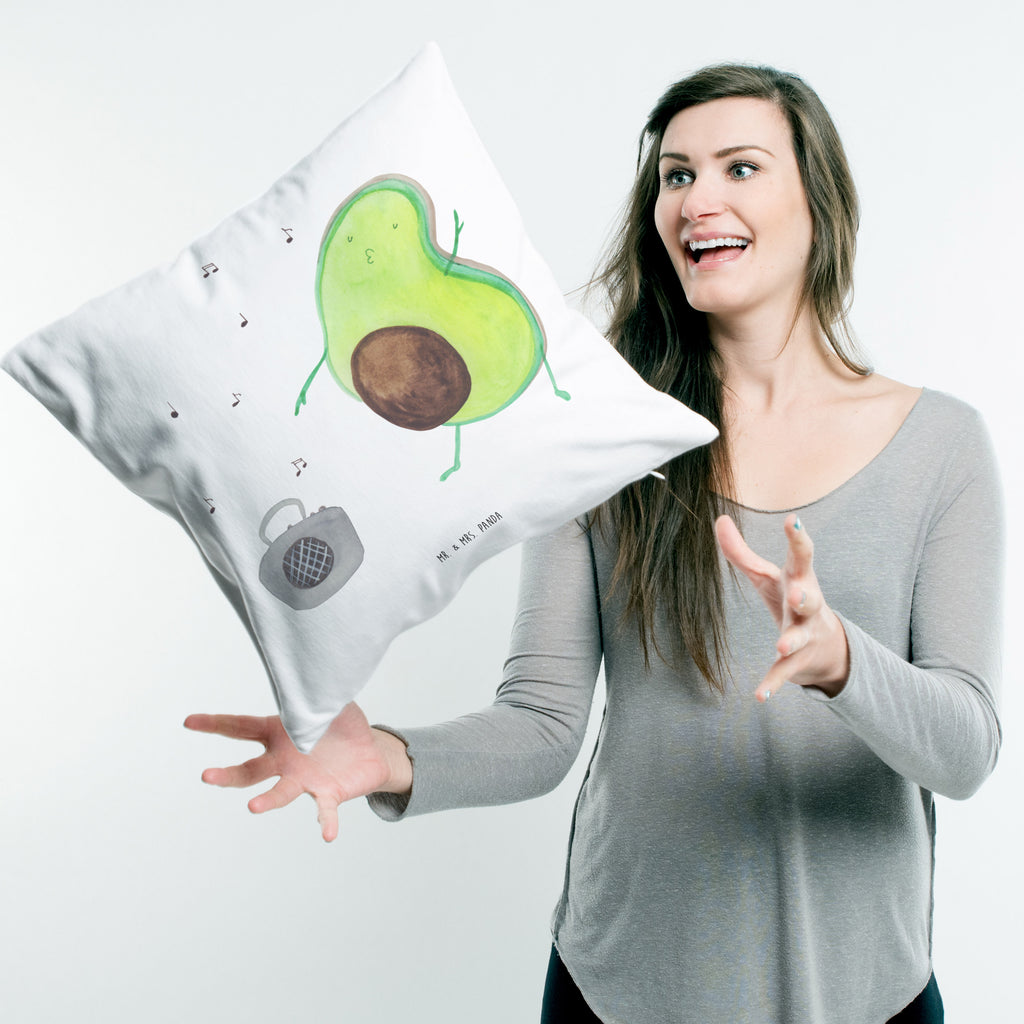 40x40 Kissen Avocado tanzt Kissenhülle, Kopfkissen, Sofakissen, Dekokissen, Motivkissen, Avocado, Veggie, Vegan, Gesund