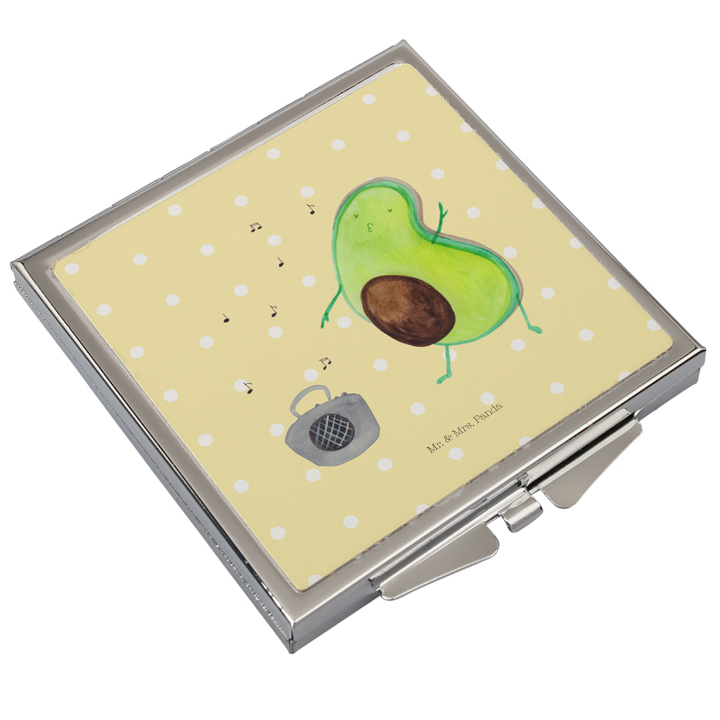 Handtaschenspiegel quadratisch Avocado tanzt Spiegel, Handtasche, Quadrat, silber, schminken, Schminkspiegel, Avocado, Veggie, Vegan, Gesund