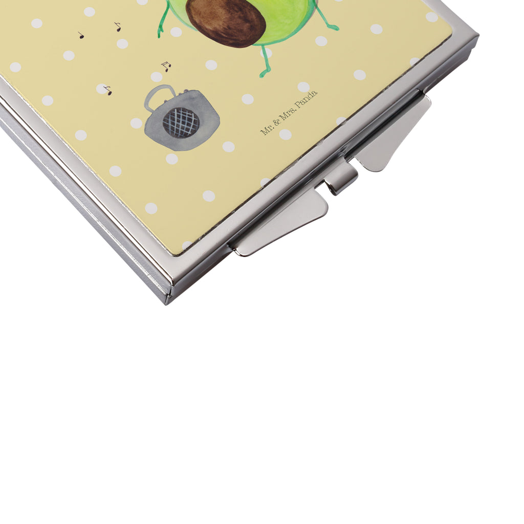 Handtaschenspiegel quadratisch Avocado tanzt Spiegel, Handtasche, Quadrat, silber, schminken, Schminkspiegel, Avocado, Veggie, Vegan, Gesund