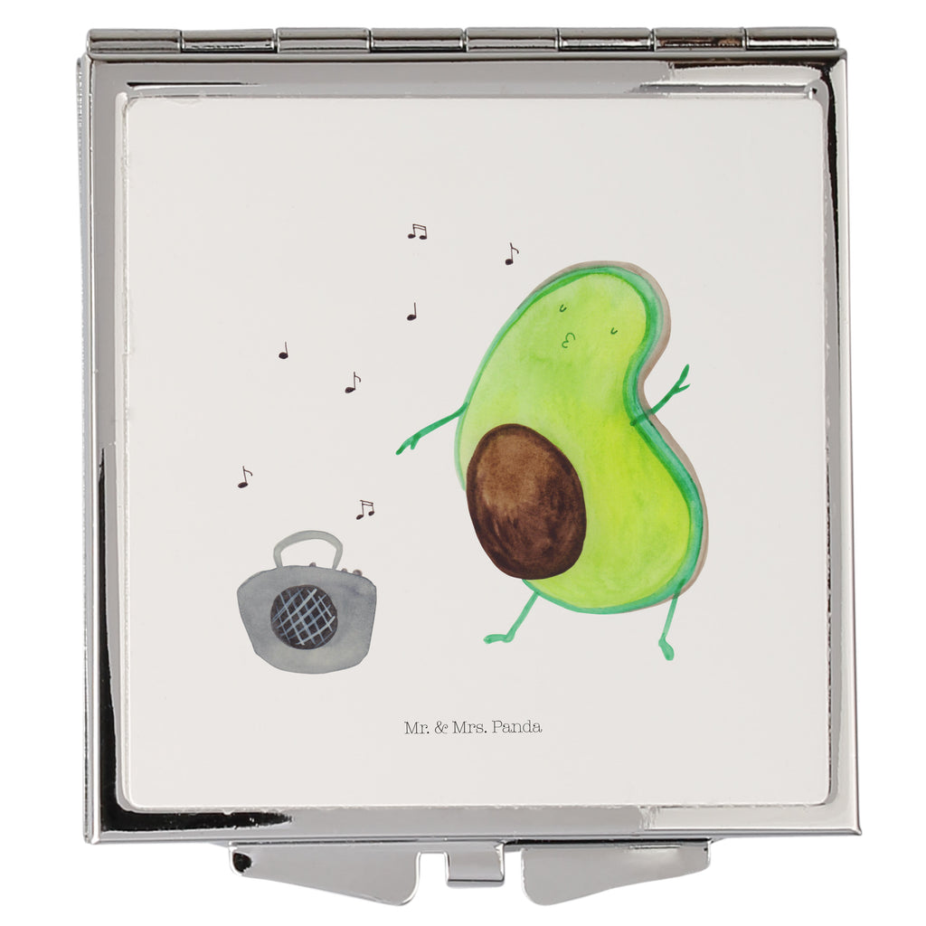 Handtaschenspiegel quadratisch Avocado tanzt Spiegel, Handtasche, Quadrat, silber, schminken, Schminkspiegel, Avocado, Veggie, Vegan, Gesund