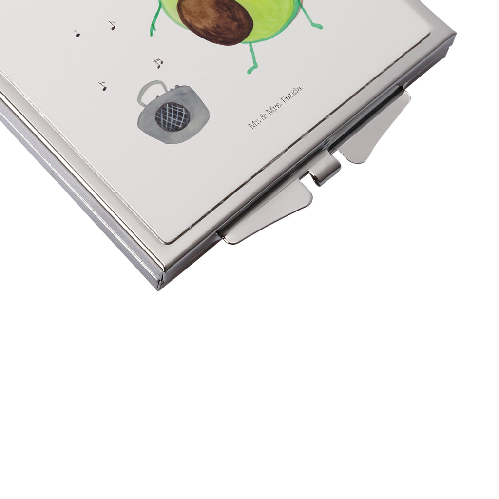 Handtaschenspiegel quadratisch Avocado tanzt Spiegel, Handtasche, Quadrat, silber, schminken, Schminkspiegel, Avocado, Veggie, Vegan, Gesund