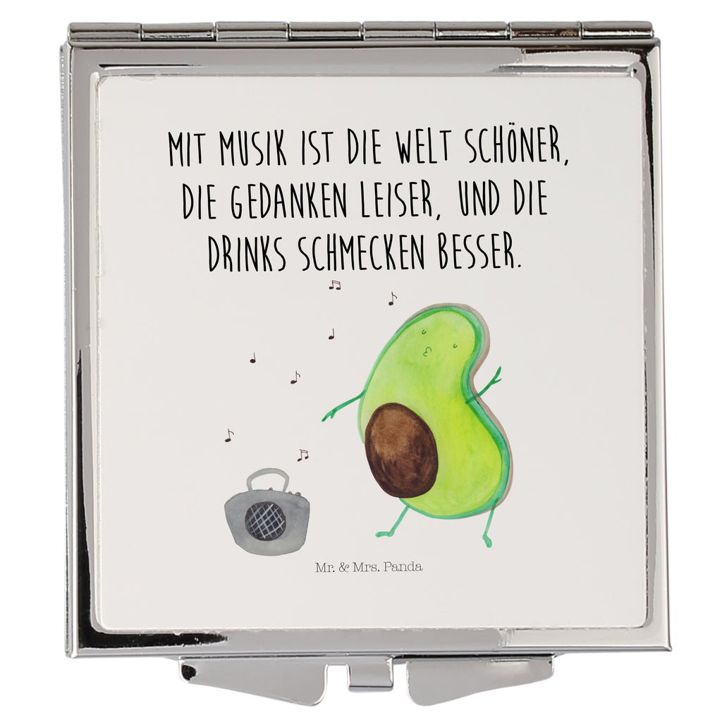 Handtaschenspiegel quadratisch Avocado tanzt Spiegel, Handtasche, Quadrat, silber, schminken, Schminkspiegel, Avocado, Veggie, Vegan, Gesund