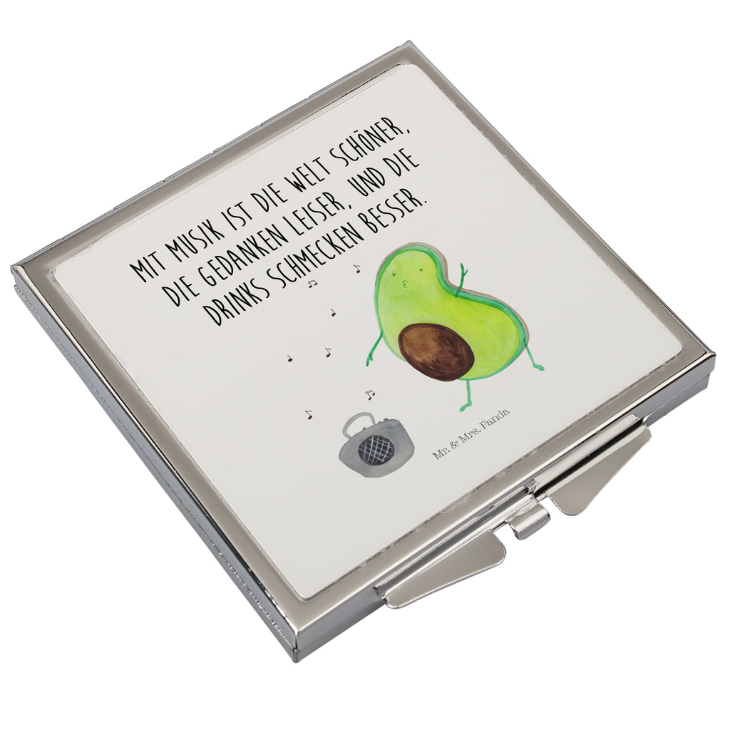 Handtaschenspiegel quadratisch Avocado tanzt Spiegel, Handtasche, Quadrat, silber, schminken, Schminkspiegel, Avocado, Veggie, Vegan, Gesund