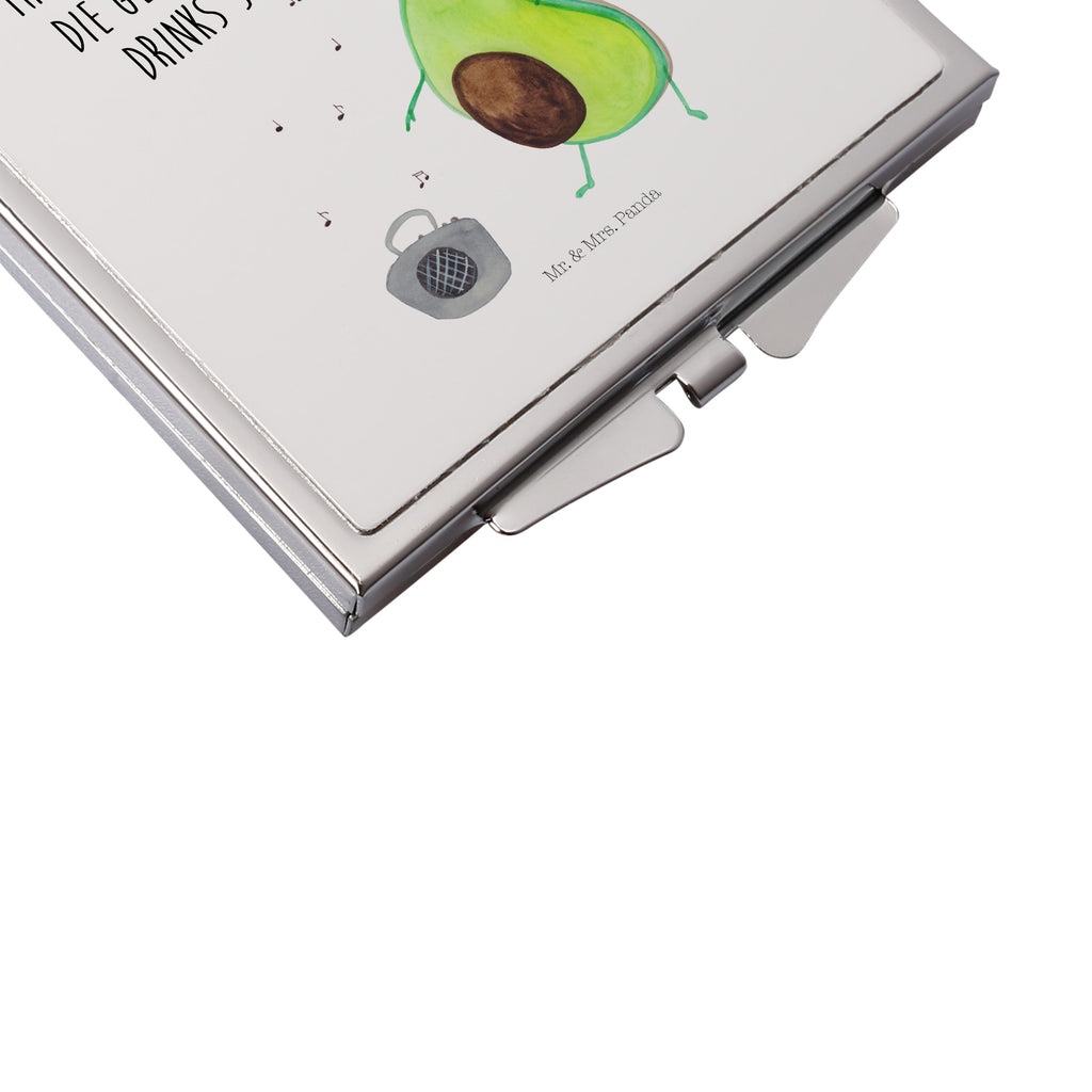 Handtaschenspiegel quadratisch Avocado tanzt Spiegel, Handtasche, Quadrat, silber, schminken, Schminkspiegel, Avocado, Veggie, Vegan, Gesund