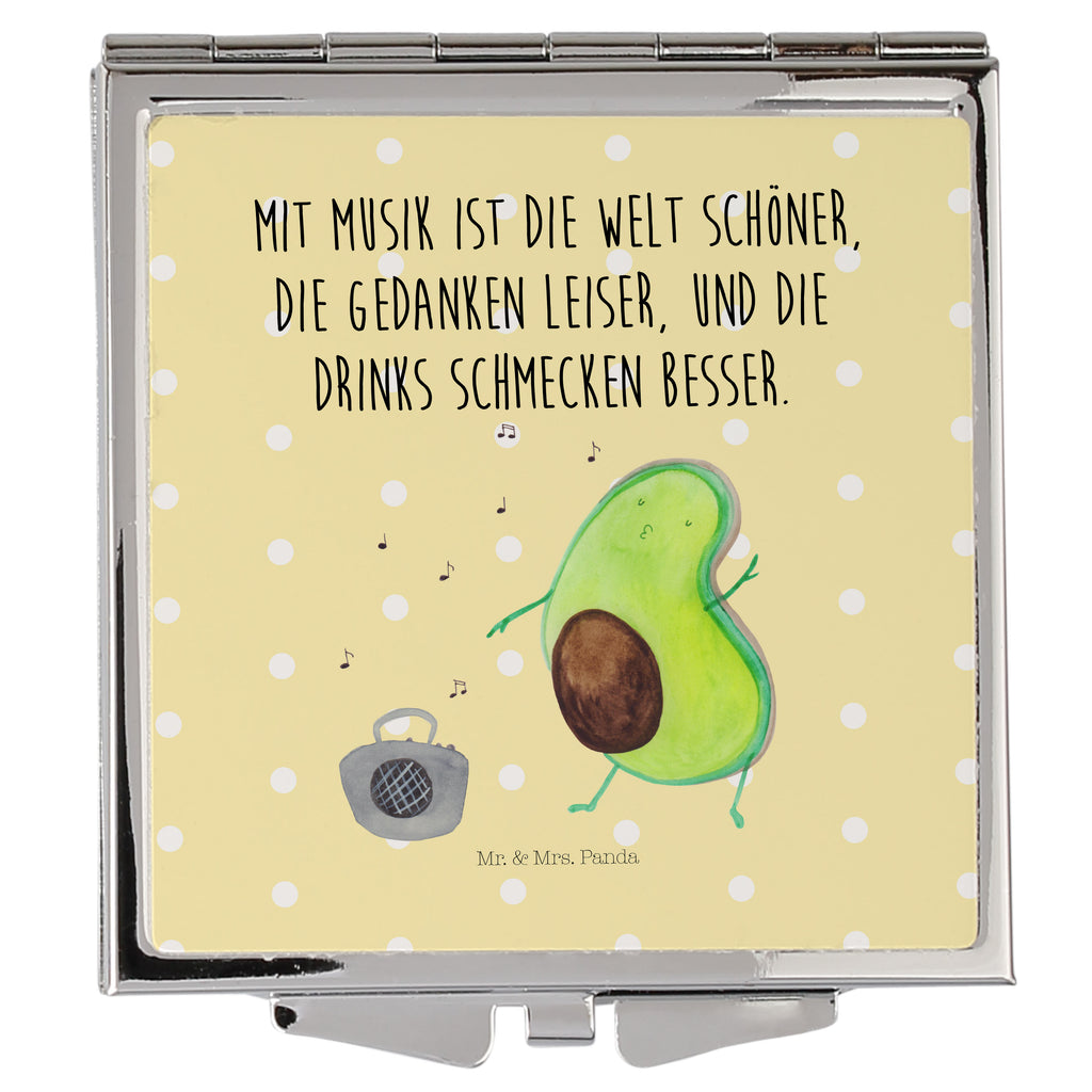 Handtaschenspiegel quadratisch Avocado tanzt Spiegel, Handtasche, Quadrat, silber, schminken, Schminkspiegel, Avocado, Veggie, Vegan, Gesund