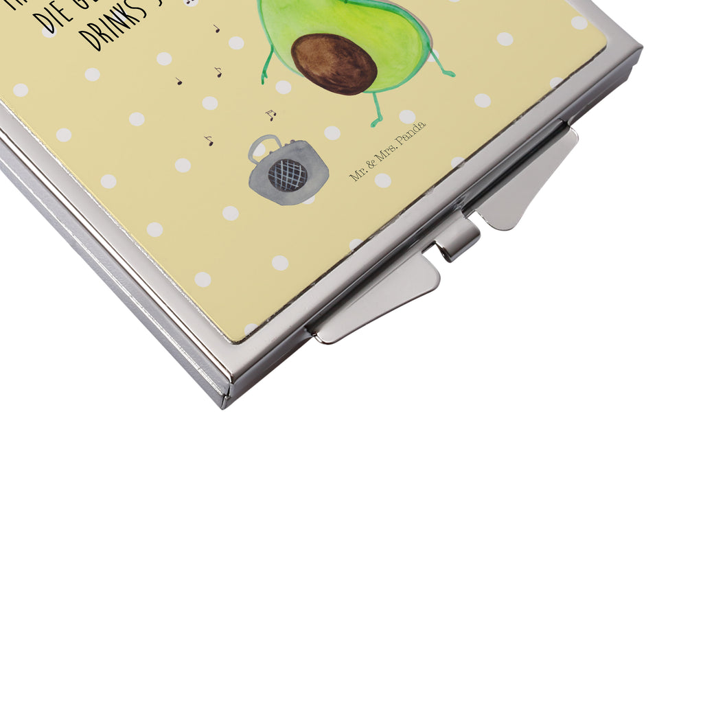 Handtaschenspiegel quadratisch Avocado tanzt Spiegel, Handtasche, Quadrat, silber, schminken, Schminkspiegel, Avocado, Veggie, Vegan, Gesund