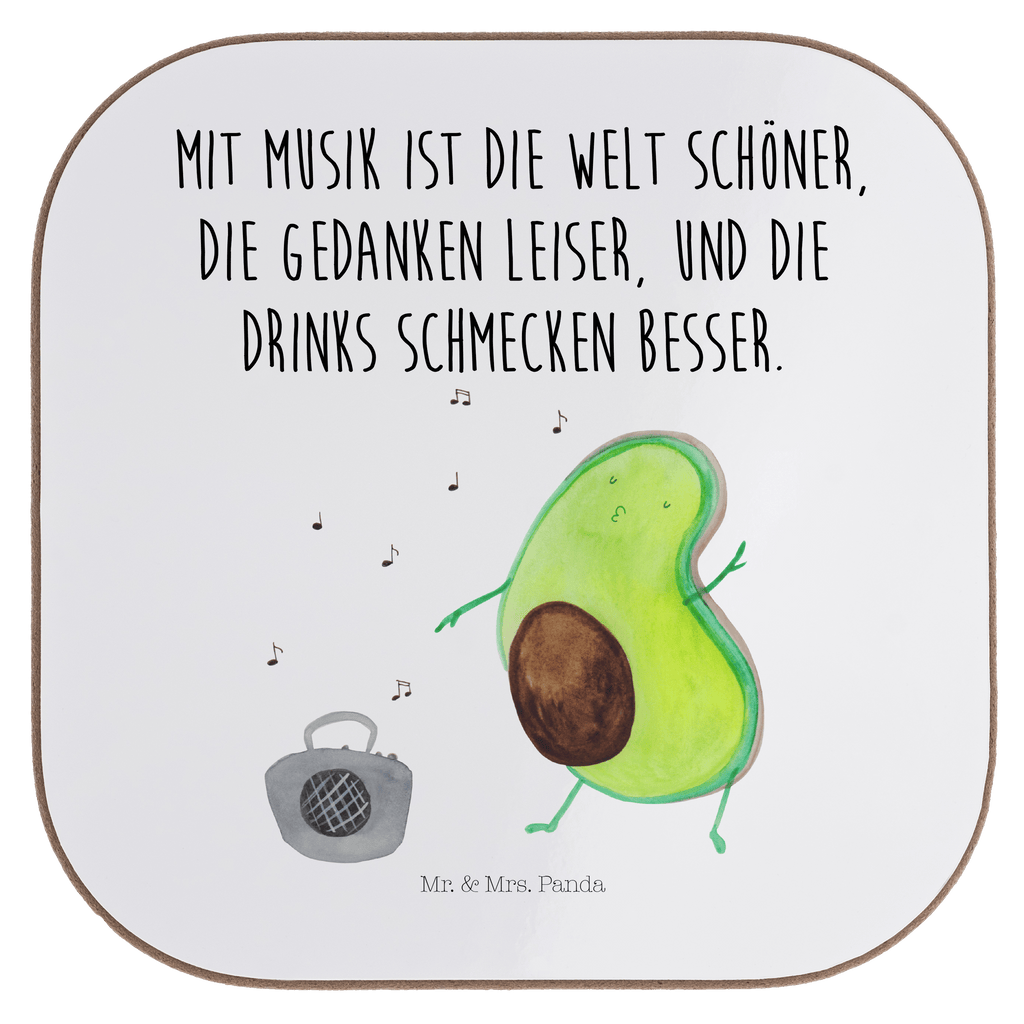 Quadratische Untersetzer Avocado tanzt Bierdeckel, Glasuntersetzer, Untersetzer Gläser, Getränkeuntersetzer, Avocado, Veggie, Vegan, Gesund
