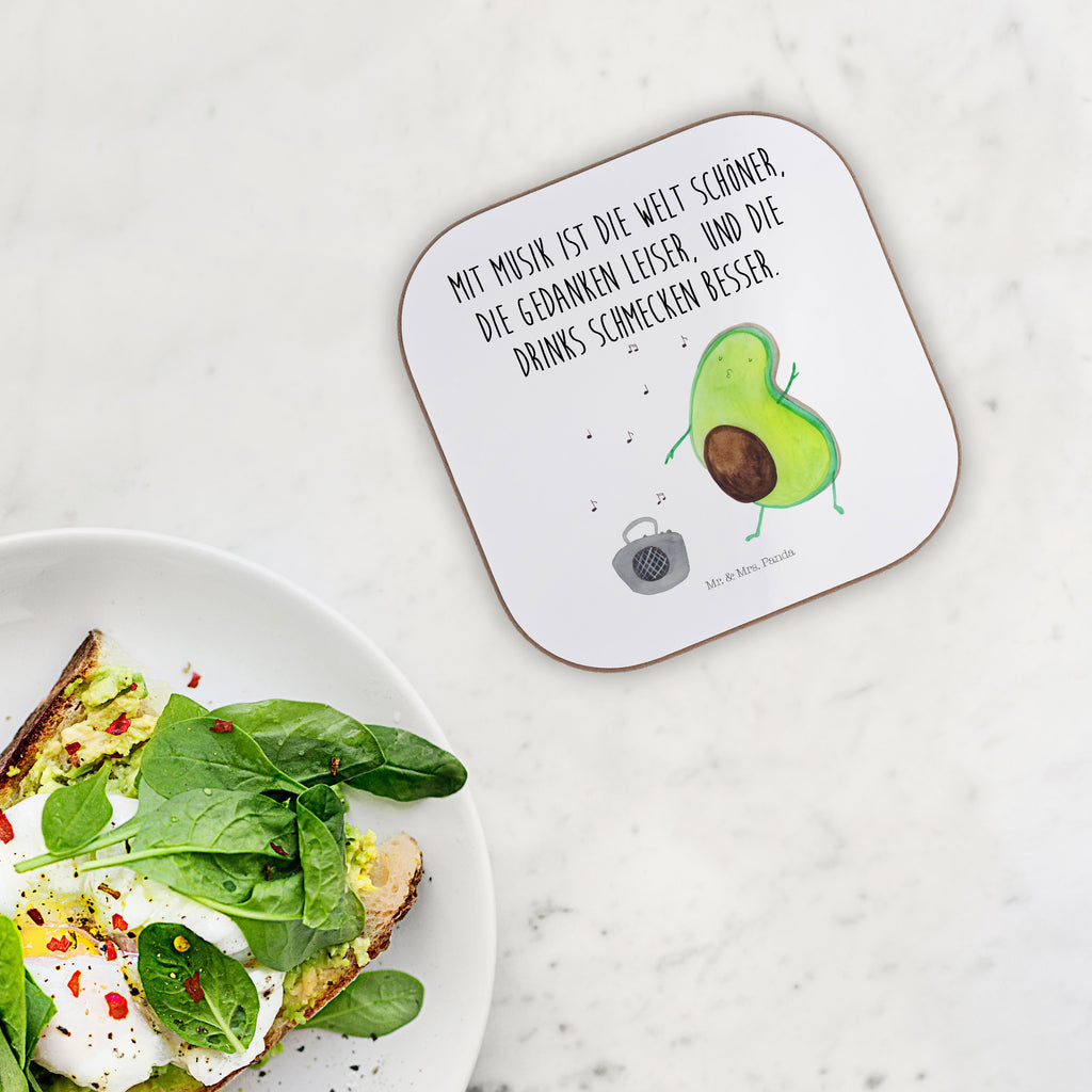 Quadratische Untersetzer Avocado tanzt Bierdeckel, Glasuntersetzer, Untersetzer Gläser, Getränkeuntersetzer, Avocado, Veggie, Vegan, Gesund