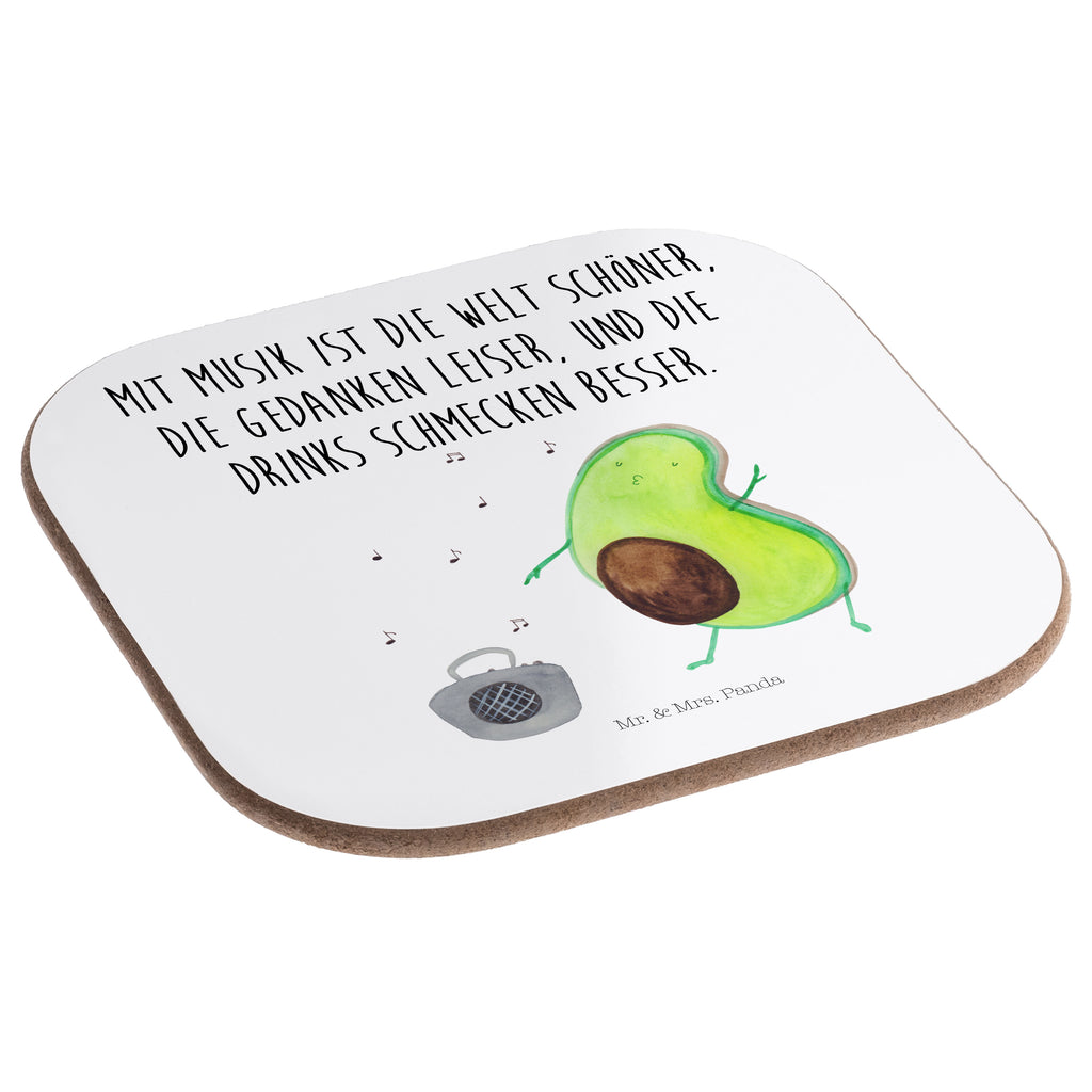 Quadratische Untersetzer Avocado tanzt Bierdeckel, Glasuntersetzer, Untersetzer Gläser, Getränkeuntersetzer, Avocado, Veggie, Vegan, Gesund