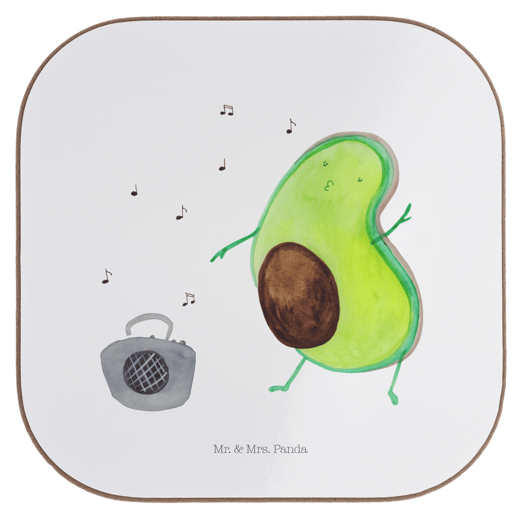 Quadratische Untersetzer Avocado tanzt Bierdeckel, Glasuntersetzer, Untersetzer Gläser, Getränkeuntersetzer, Avocado, Veggie, Vegan, Gesund