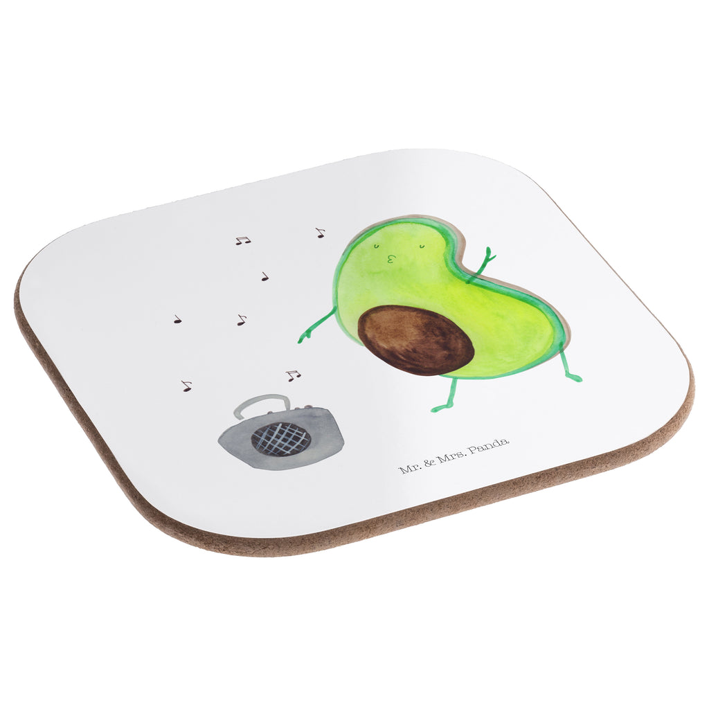 Quadratische Untersetzer Avocado tanzt Bierdeckel, Glasuntersetzer, Untersetzer Gläser, Getränkeuntersetzer, Avocado, Veggie, Vegan, Gesund