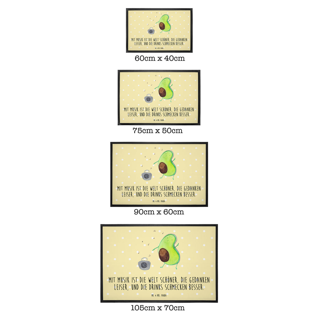 Fußmatte Avocado tanzt Türvorleger, Schmutzmatte, Fußabtreter, Matte, Schmutzfänger, Fußabstreifer, Schmutzfangmatte, Türmatte, Motivfußmatte, Haustürmatte, Vorleger, Avocado, Veggie, Vegan, Gesund