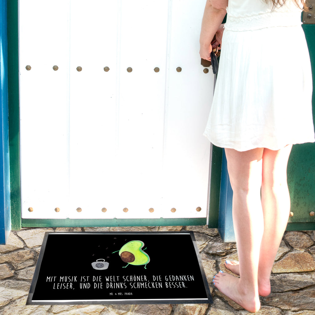 Fußmatte Avocado tanzt Türvorleger, Schmutzmatte, Fußabtreter, Matte, Schmutzfänger, Fußabstreifer, Schmutzfangmatte, Türmatte, Motivfußmatte, Haustürmatte, Vorleger, Avocado, Veggie, Vegan, Gesund