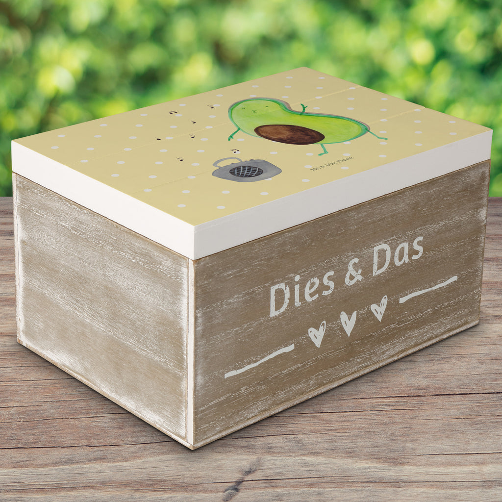 Holzkiste Avocado tanzt Holzkiste, Kiste, Schatzkiste, Truhe, Schatulle, XXL, Erinnerungsbox, Erinnerungskiste, Dekokiste, Aufbewahrungsbox, Avocado, Veggie, Vegan, Gesund