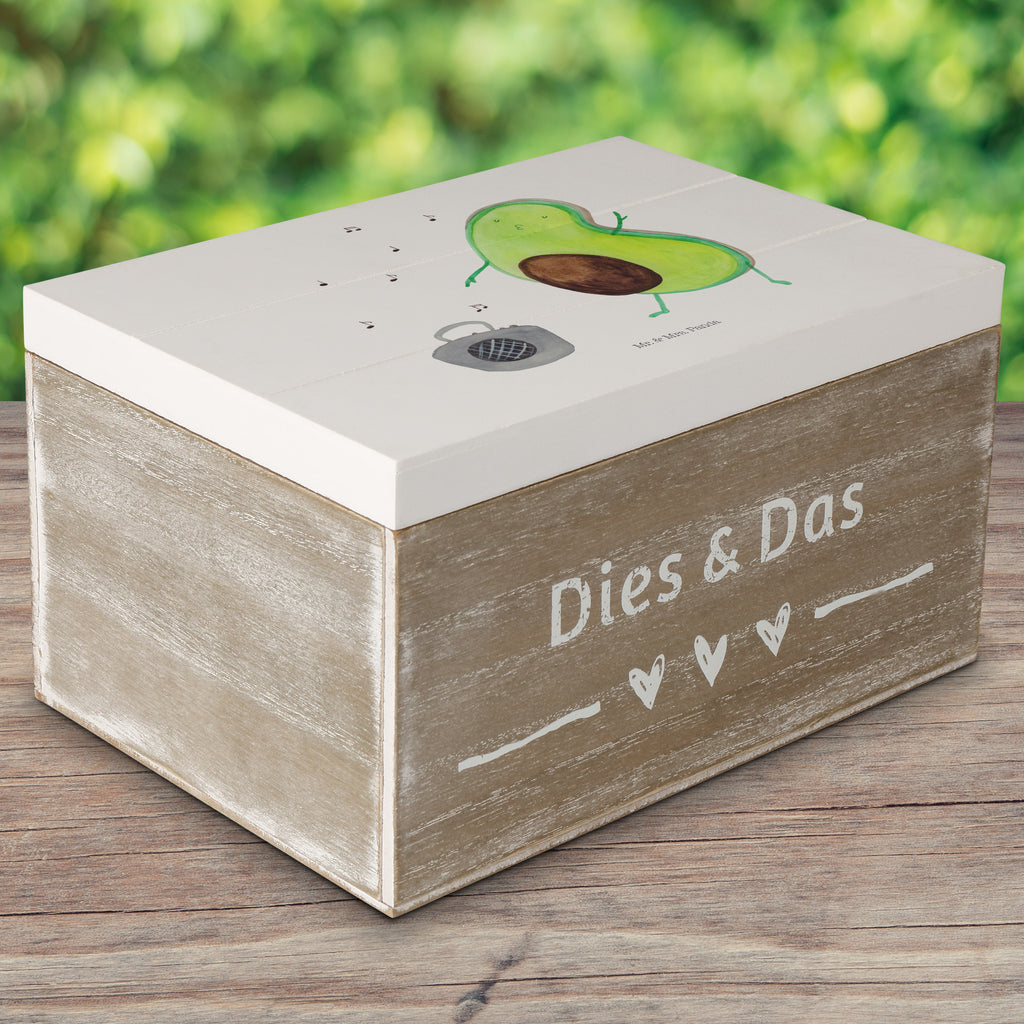 Holzkiste Avocado tanzt Holzkiste, Kiste, Schatzkiste, Truhe, Schatulle, XXL, Erinnerungsbox, Erinnerungskiste, Dekokiste, Aufbewahrungsbox, Avocado, Veggie, Vegan, Gesund