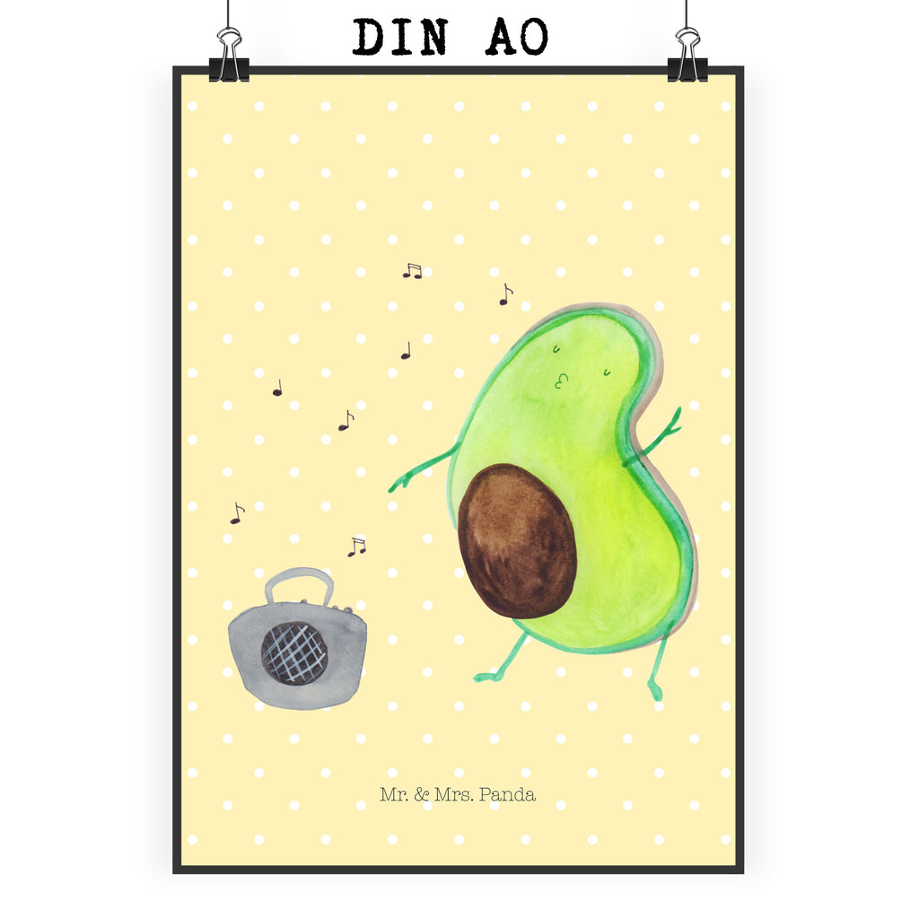 Poster Avocado tanzt Poster, Wandposter, Bild, Wanddeko, Küchenposter, Kinderposter, Wanddeko Bild, Raumdekoration, Wanddekoration, Handgemaltes Poster, Mr. & Mrs. Panda Poster, Designposter, Kunstdruck, Posterdruck, Avocado, Veggie, Vegan, Gesund