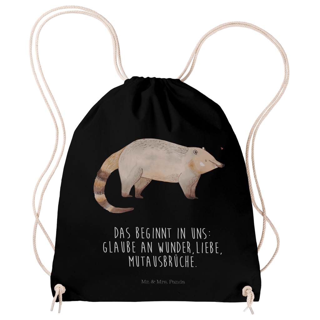 Sportbeutel Nasenbaer Turnbeutel, Beutel, Sporttasche, Tasche, Stoffbeutel, Tiermotive, Gute Laune, lustige Sprüche, Tiere, Nasenbär, Nasenbären, Rüsselbär, Bär