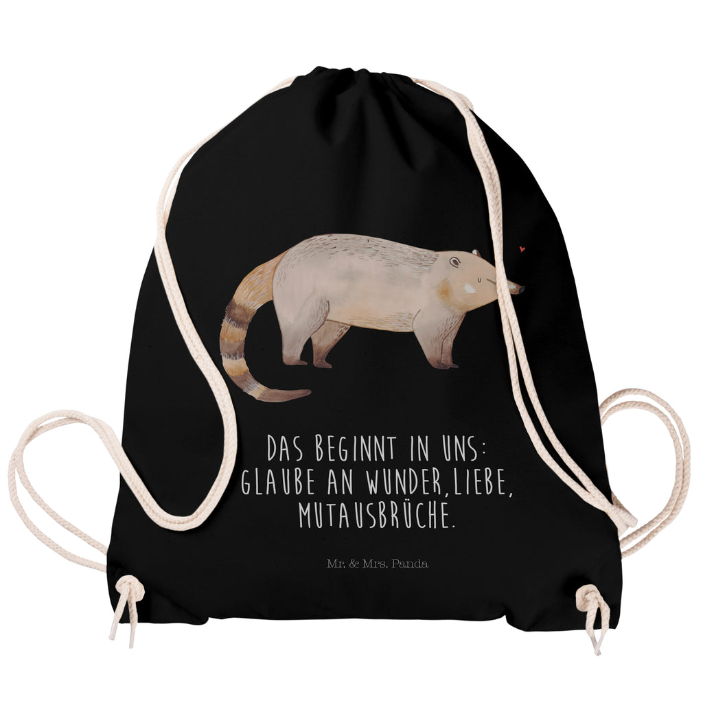 Sportbeutel Nasenbaer Turnbeutel, Beutel, Sporttasche, Tasche, Stoffbeutel, Tiermotive, Gute Laune, lustige Sprüche, Tiere, Nasenbär, Nasenbären, Rüsselbär, Bär