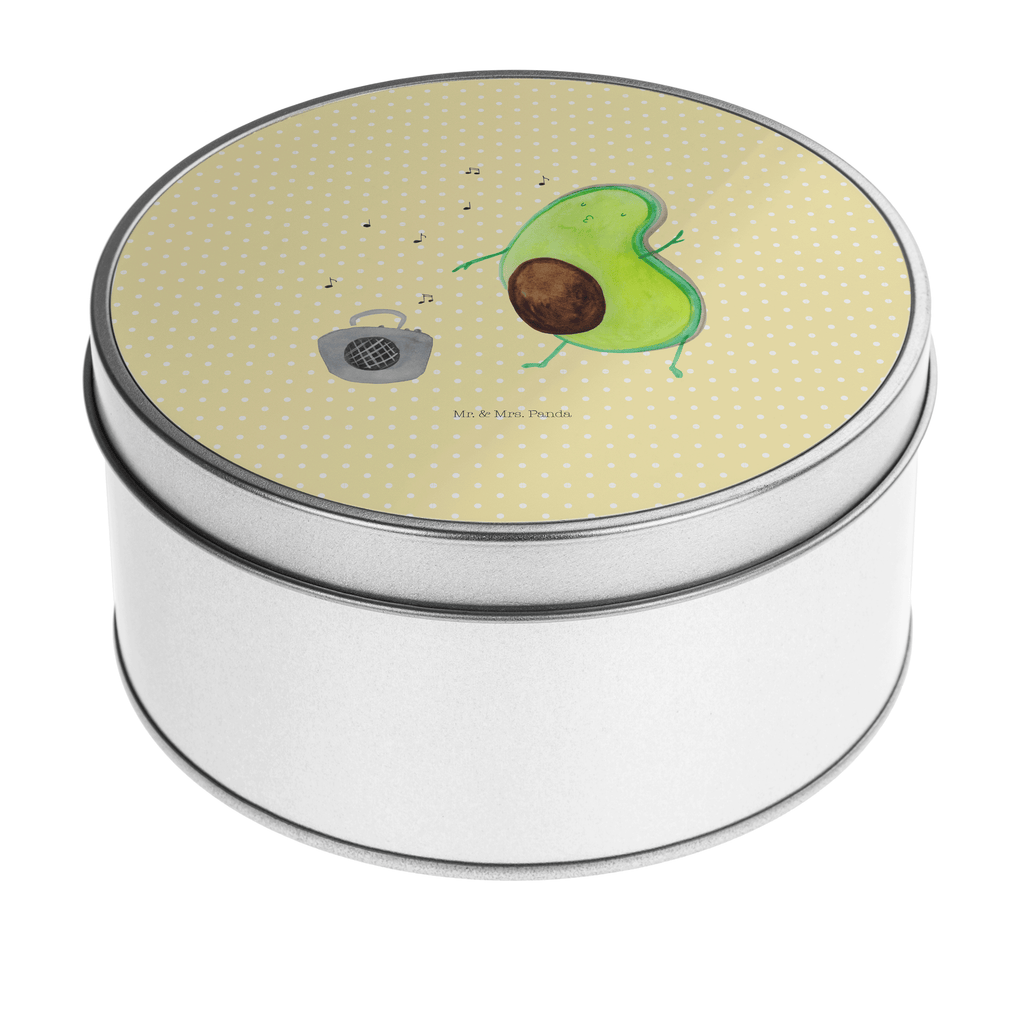 Blechdose rund Avocado tanzt Metalldose, Keksdose, Dose, Vorratsdose, Geschenkbox, Avocado, Veggie, Vegan, Gesund