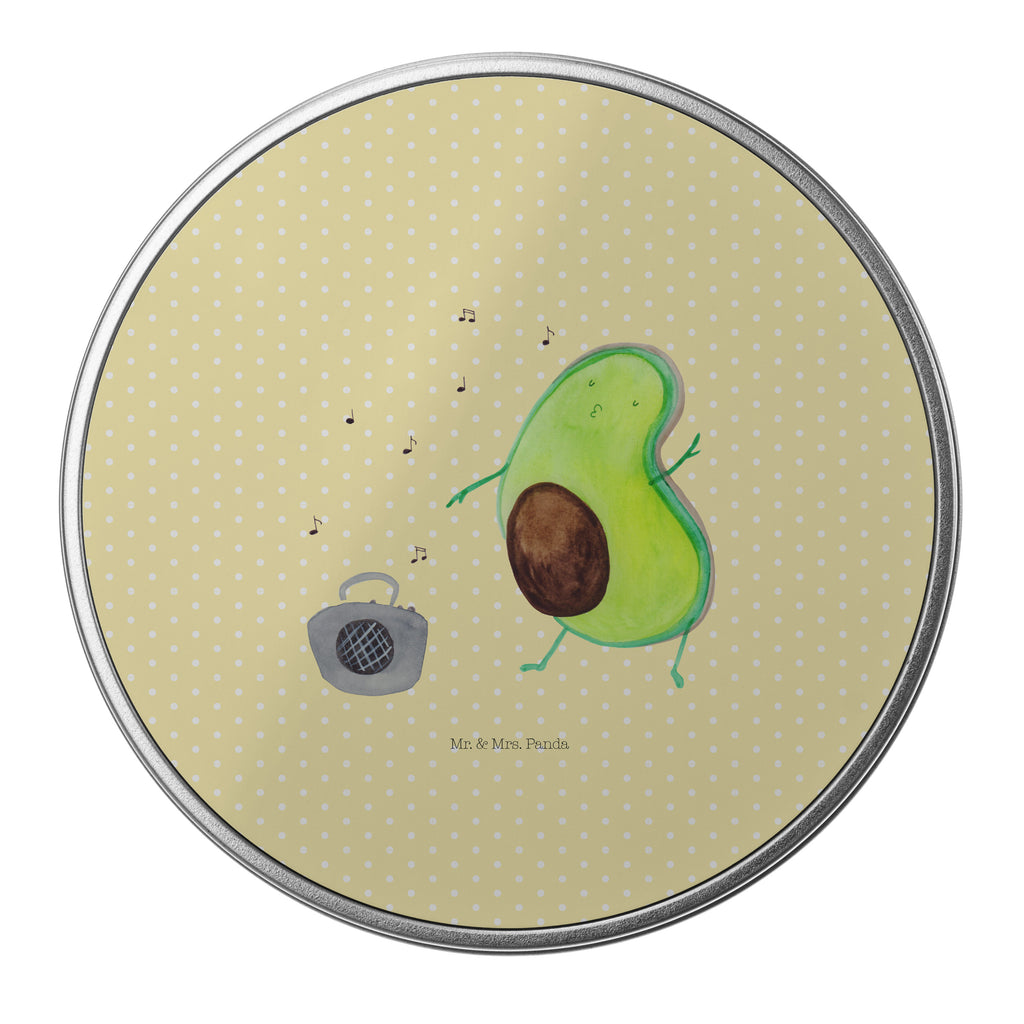 Blechdose rund Avocado tanzt Metalldose, Keksdose, Dose, Vorratsdose, Geschenkbox, Avocado, Veggie, Vegan, Gesund