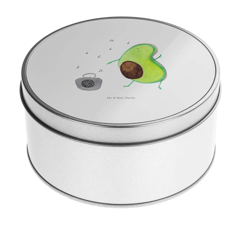 Blechdose rund Avocado tanzt Metalldose, Keksdose, Dose, Vorratsdose, Geschenkbox, Avocado, Veggie, Vegan, Gesund