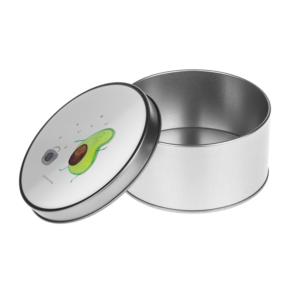 Blechdose rund Avocado tanzt Metalldose, Keksdose, Dose, Vorratsdose, Geschenkbox, Avocado, Veggie, Vegan, Gesund