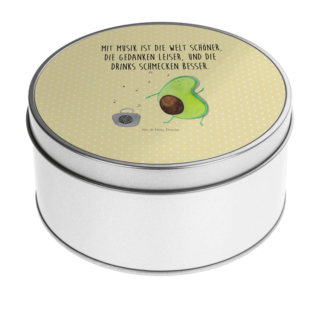 Blechdose rund Avocado tanzt Metalldose, Keksdose, Dose, Vorratsdose, Geschenkbox, Avocado, Veggie, Vegan, Gesund