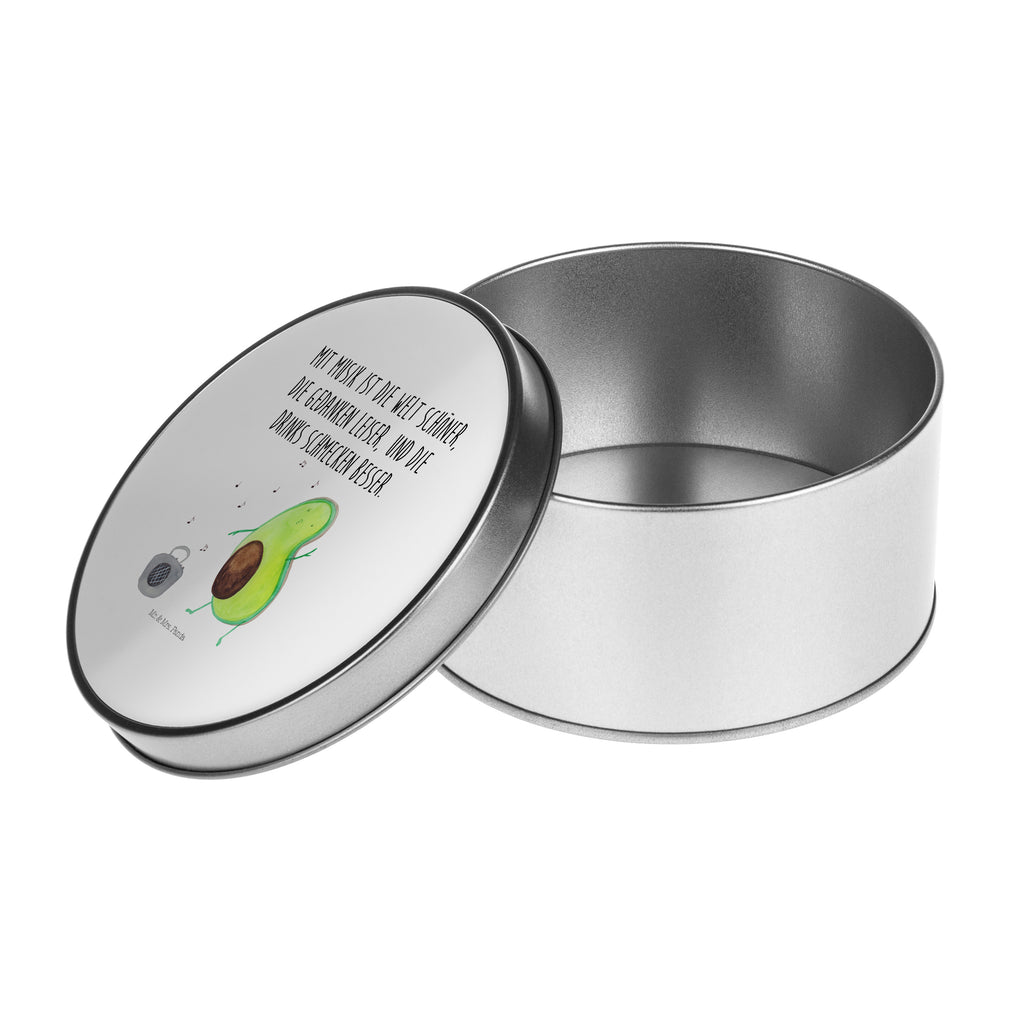 Blechdose rund Avocado tanzt Metalldose, Keksdose, Dose, Vorratsdose, Geschenkbox, Avocado, Veggie, Vegan, Gesund