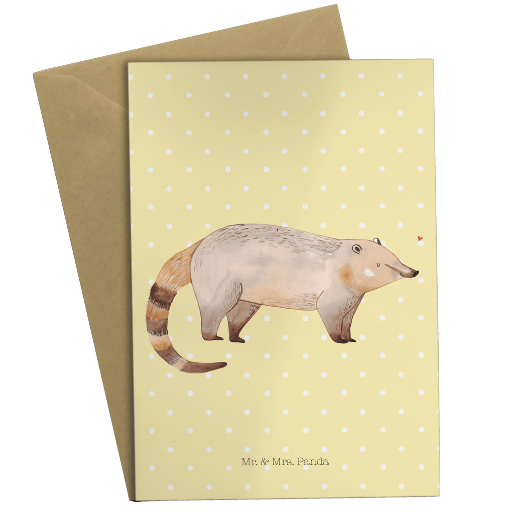 Grußkarte Nasenbaer Klappkarte, Einladungskarte, Glückwunschkarte, Hochzeitskarte, Geburtstagskarte, Karte, Tiermotive, Gute Laune, lustige Sprüche, Tiere, Nasenbär, Nasenbären, Rüsselbär, Bär