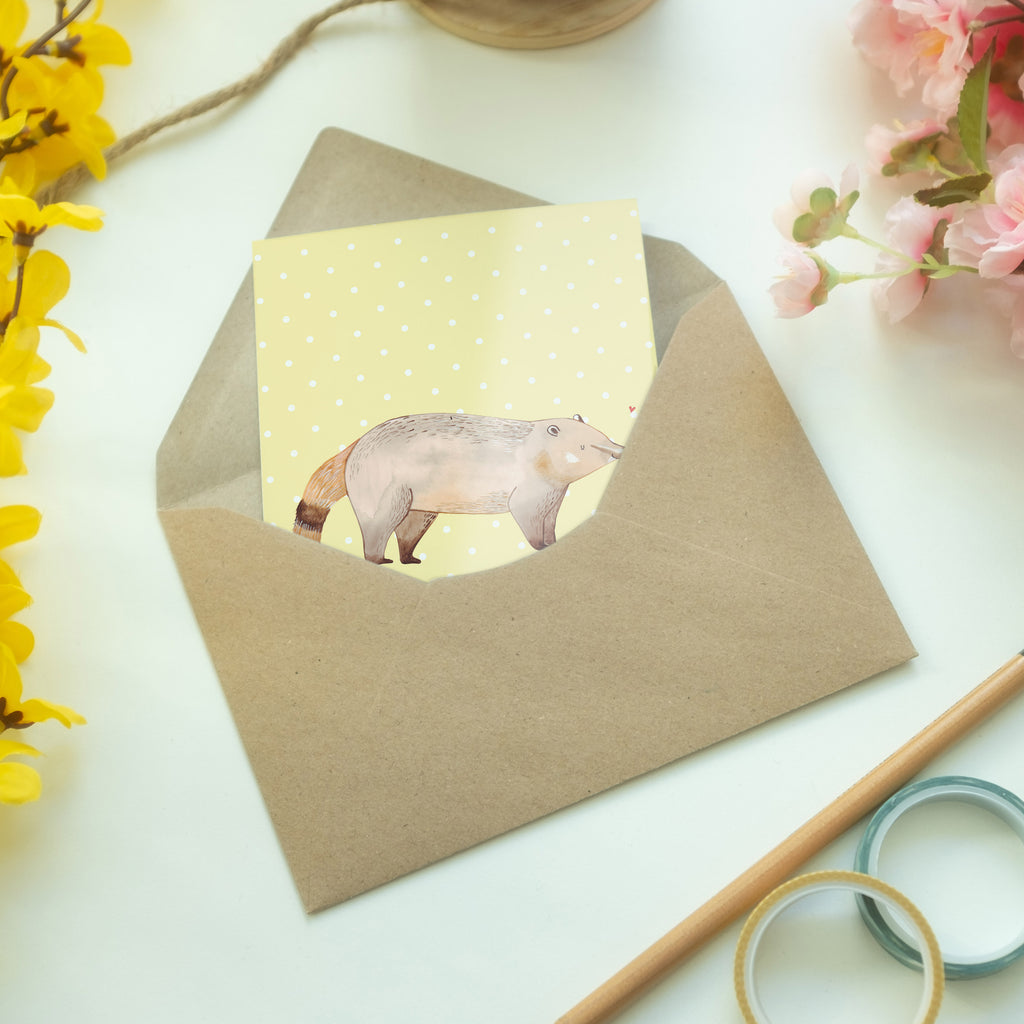 Grußkarte Nasenbaer Klappkarte, Einladungskarte, Glückwunschkarte, Hochzeitskarte, Geburtstagskarte, Karte, Tiermotive, Gute Laune, lustige Sprüche, Tiere, Nasenbär, Nasenbären, Rüsselbär, Bär